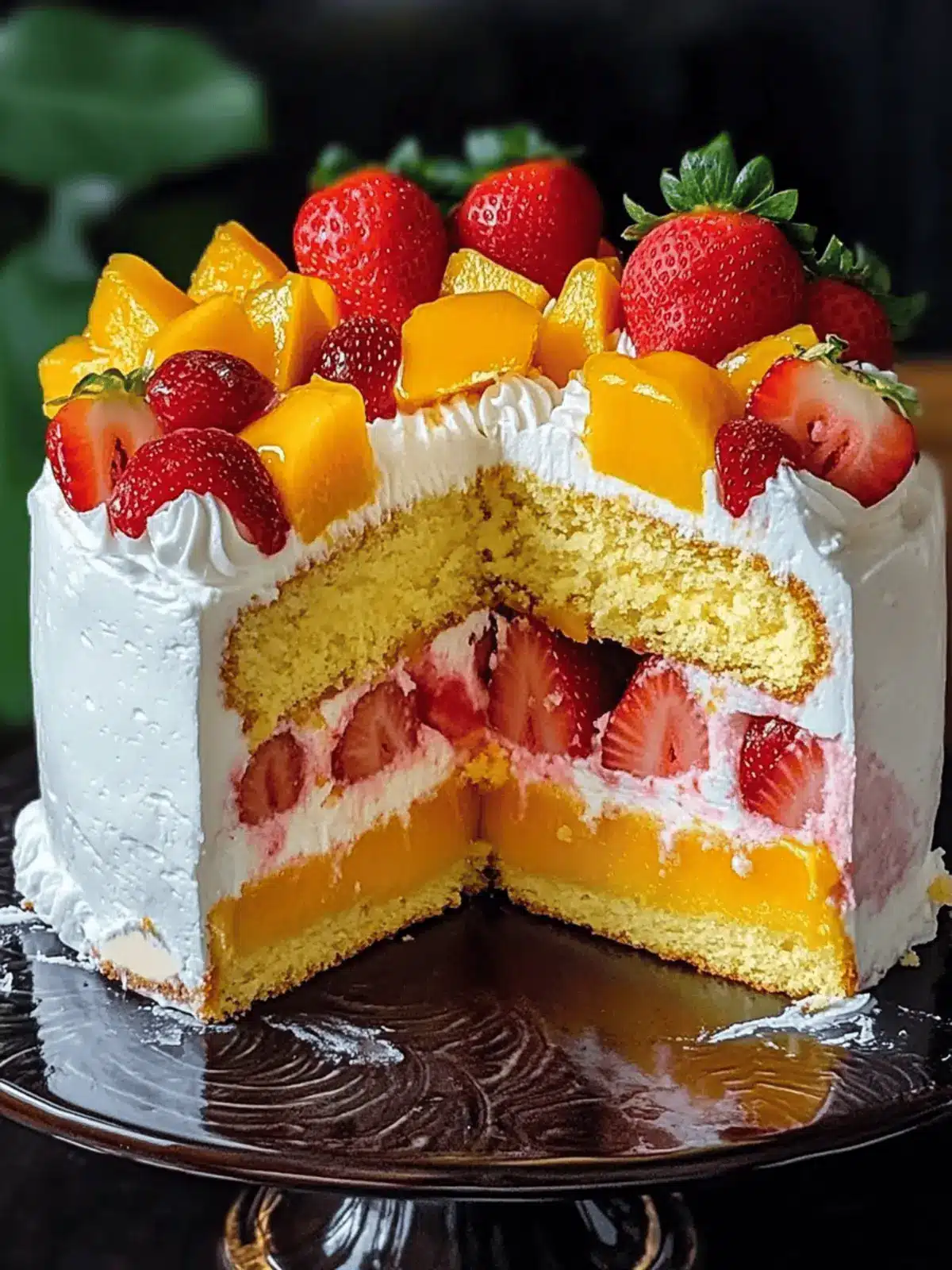 Delightful Strawberry Mango Split Cake: No-Bake Summer Bliss 4 Strawberry Mango Split Cake
