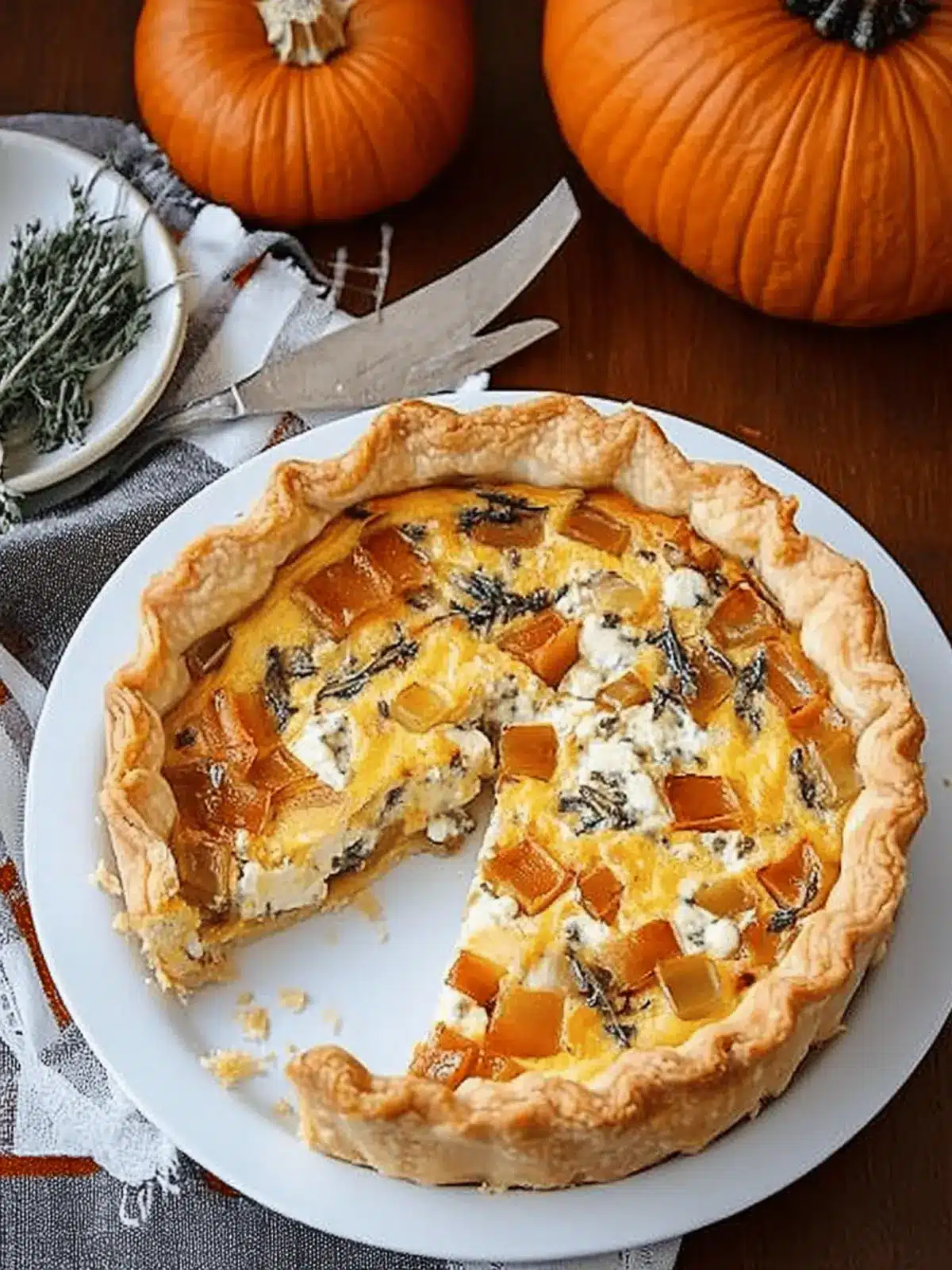 Roasted Pumpkin Quiche with Caramelized Onions and Gorgonzola Delight 4 Roasted Pumpkin Quiche with Caramelized Onions, Gorgonzola and Sage