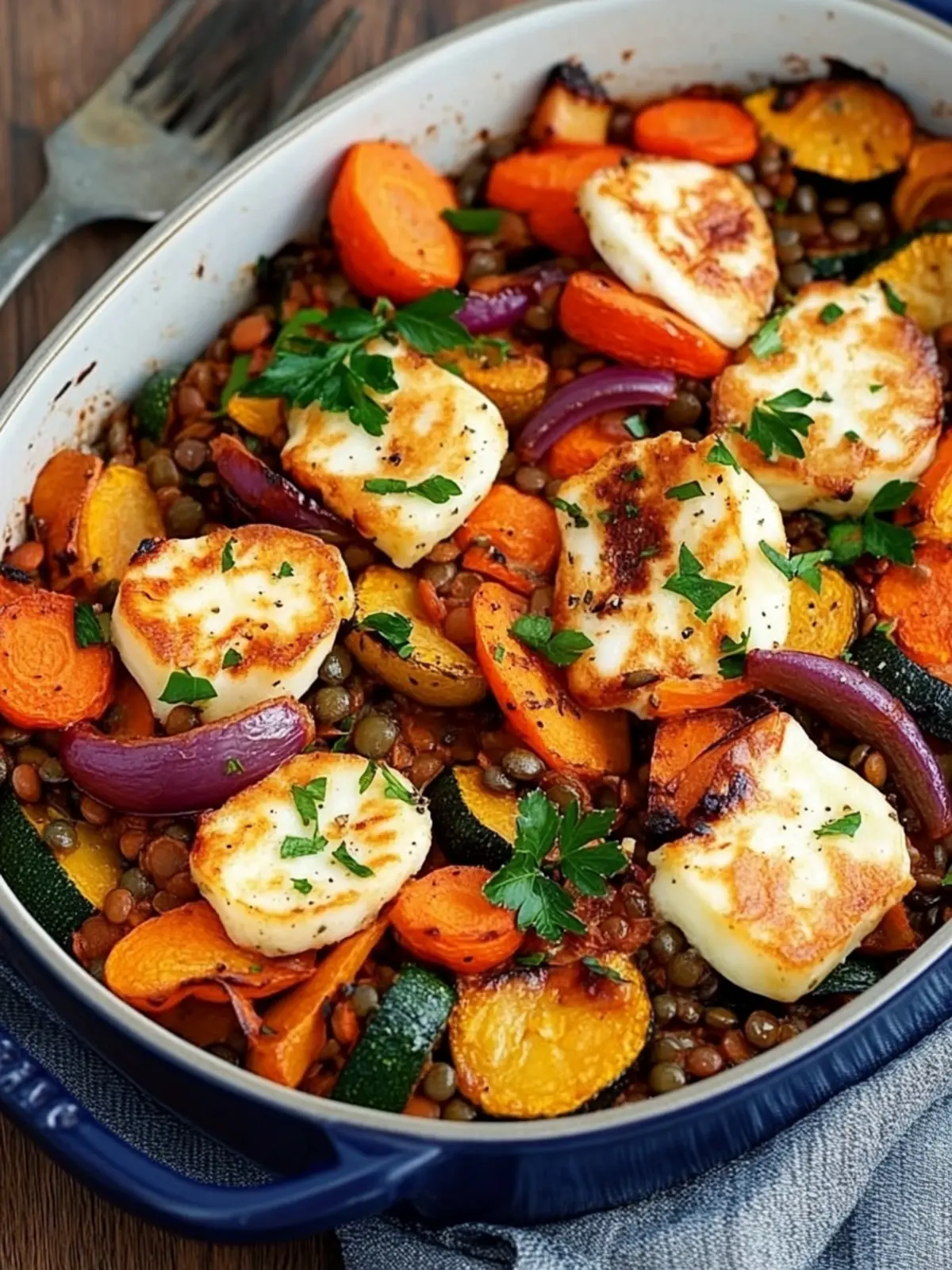Easy Roasted Vegetable, Lentil and Halloumi Bake for Cozy Nights 4 Easy roasted vegetable, lentil and halloumi bake