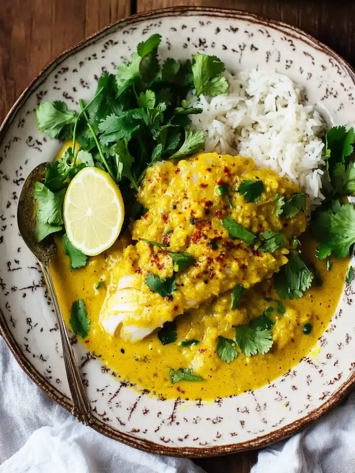 Savory Yellow Curry Poached Cod Over Fluffy Jasmine Rice 3 Yellow Curry Poached Cod