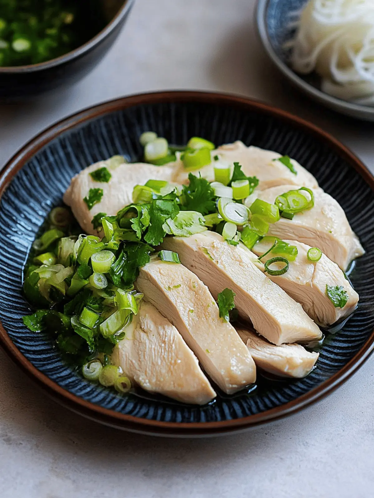 Moist Poached Chicken with Zesty Ginger Scallion Sauce 3 Poached Chicken with Ginger Scallion Sauce