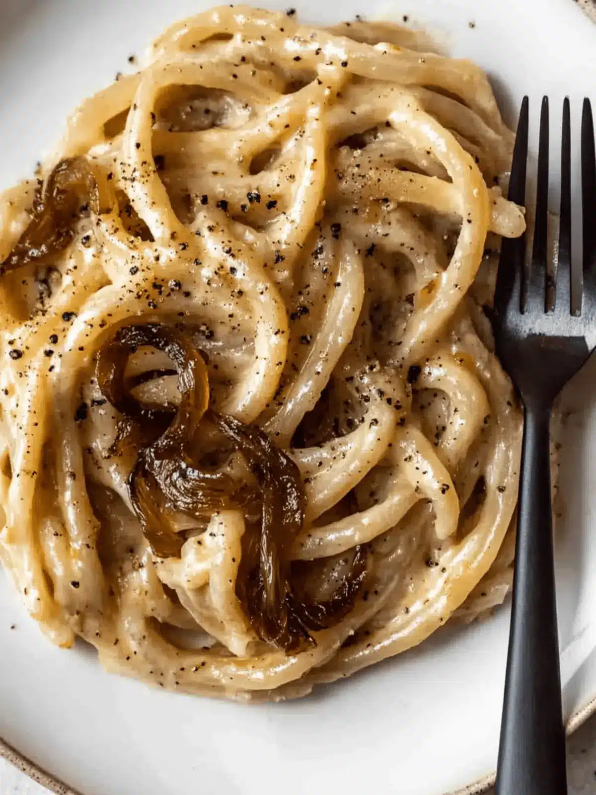 Creamy Easy Cacio e Pepe with Sweet Caramelized Onions 3 Easy cacio e pepe with caramelized onions