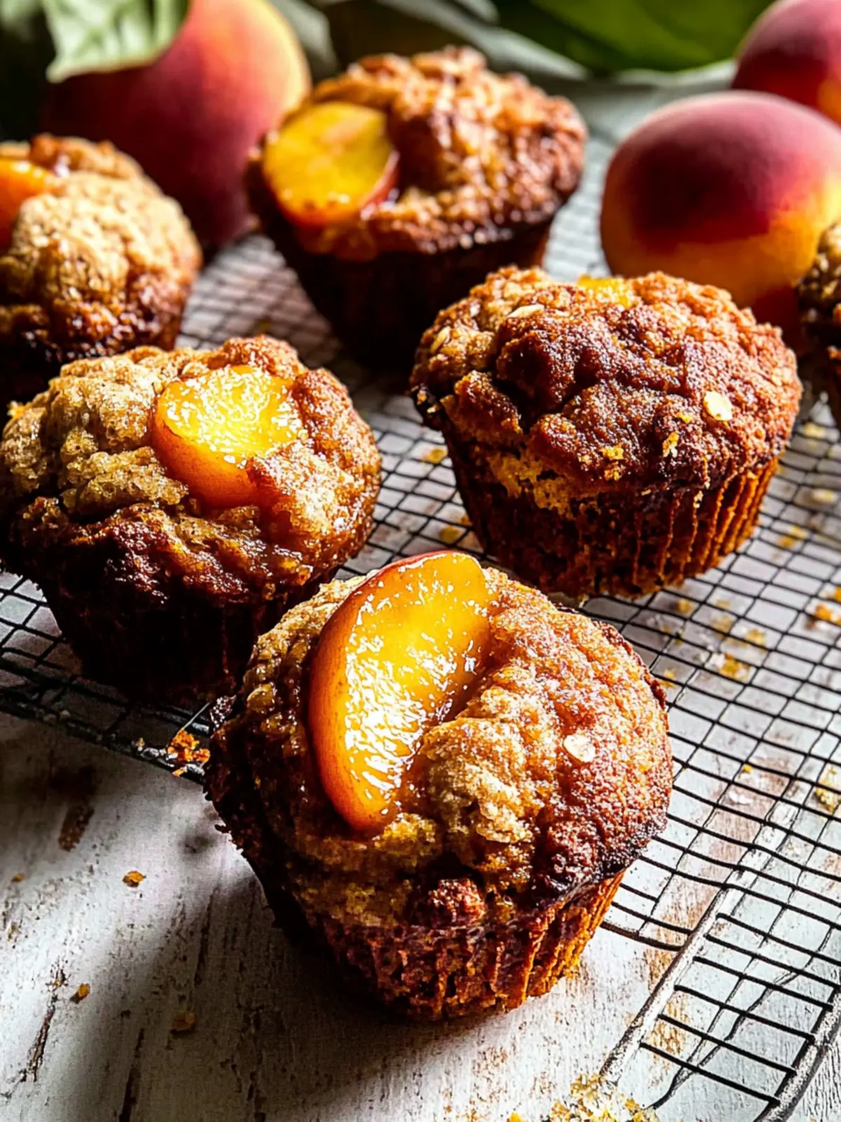 Jumbo Caramel Peach Cobbler Muffins that Wow Every Bite 2 Jumbo Caramel Peach Cobbler Muffins