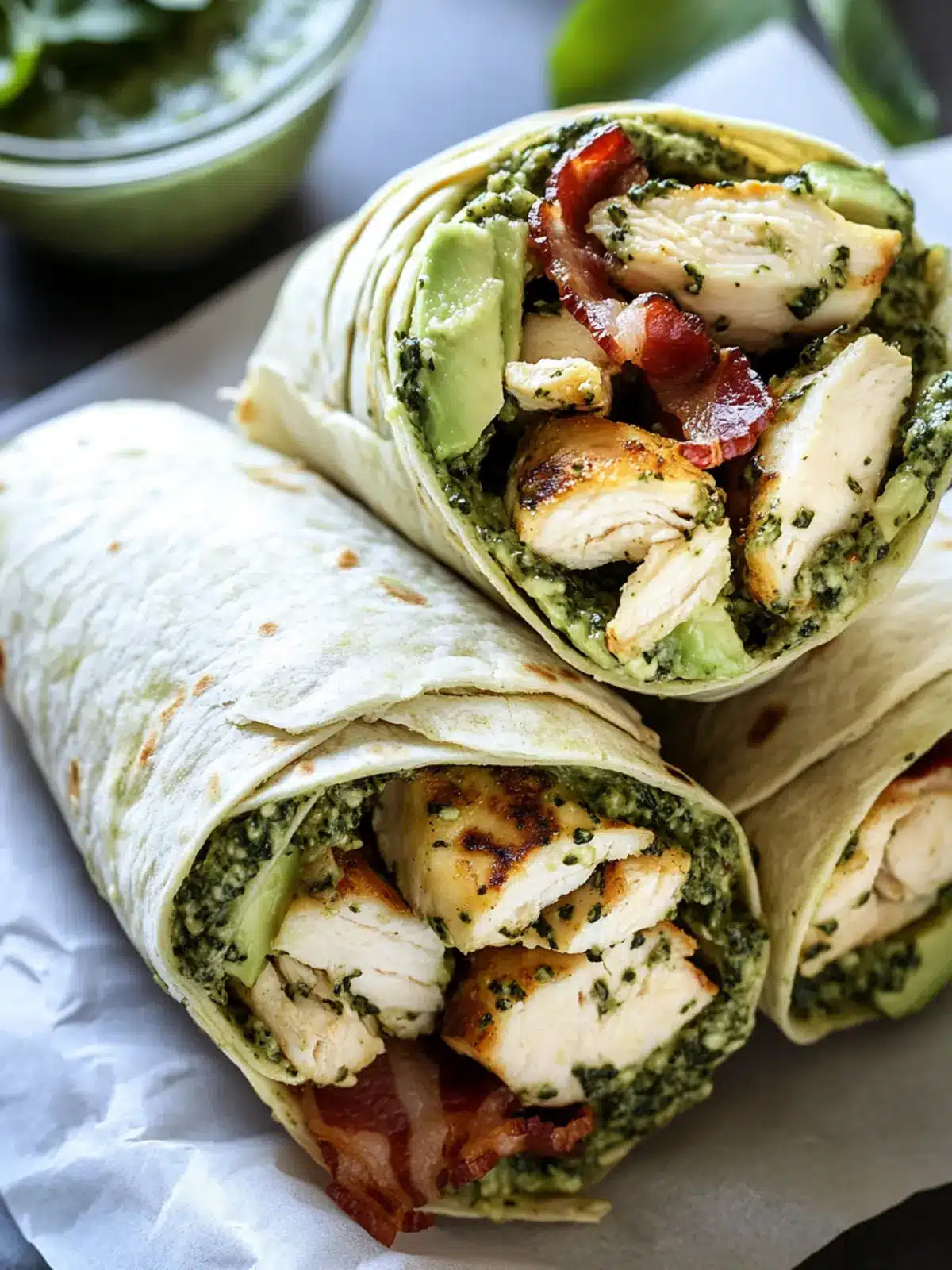 Pesto Chicken and Avocado Bacon Salad Wraps for Quick Bliss 3 Pesto Chicken and Avocado Bacon Salad Wraps