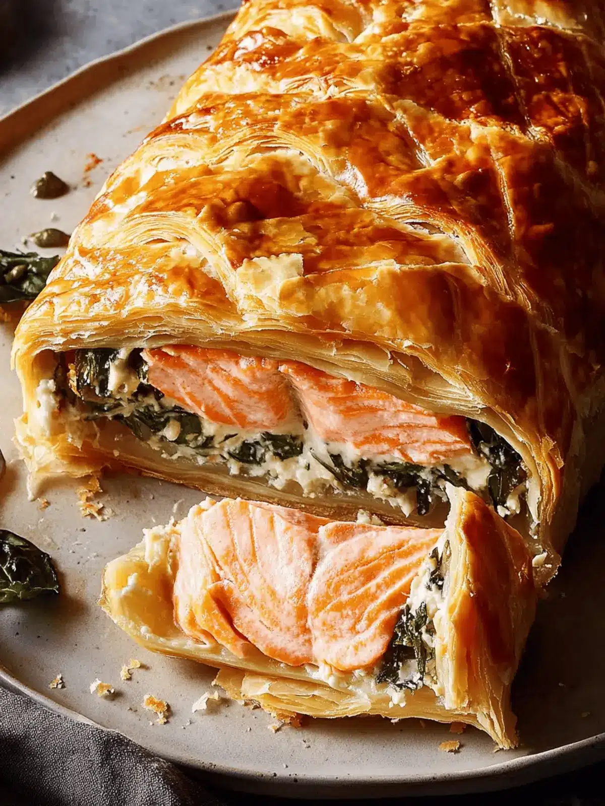 Savory Salmon En Croute with Cheesy Spinach Delight 4 Savory Salmon En Croute with Cheesy Spinach Delight