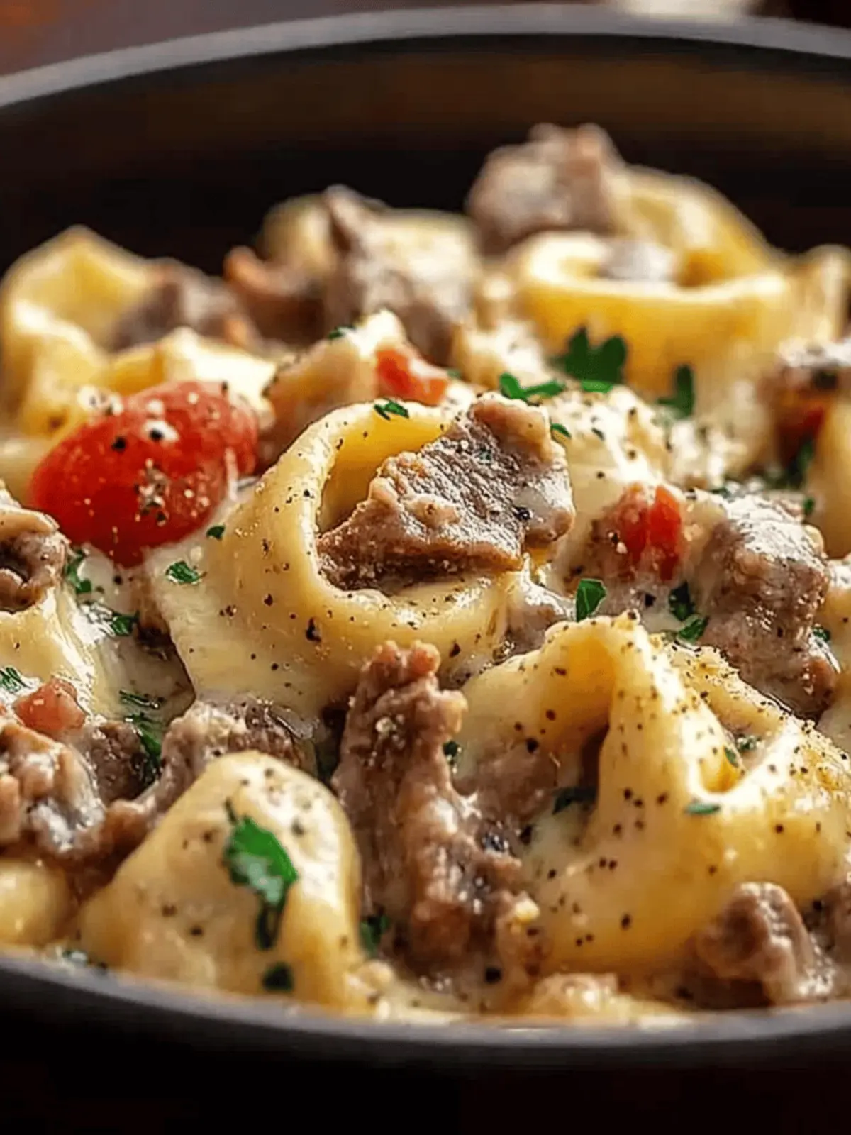 Cheesesteak Tortellini in Rich Provolone Sauce for Comfort Time 3 Cheesesteak Tortellini in Rich Provolone Sauce