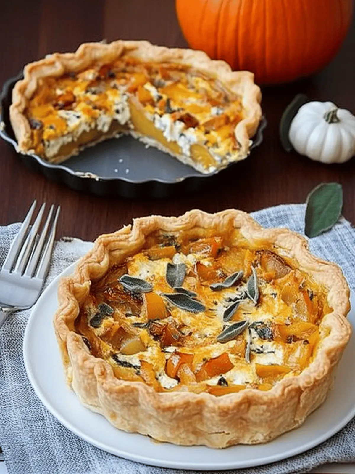 Roasted Pumpkin Quiche with Caramelized Onions and Gorgonzola Delight 3 Roasted Pumpkin Quiche with Caramelized Onions, Gorgonzola and Sage