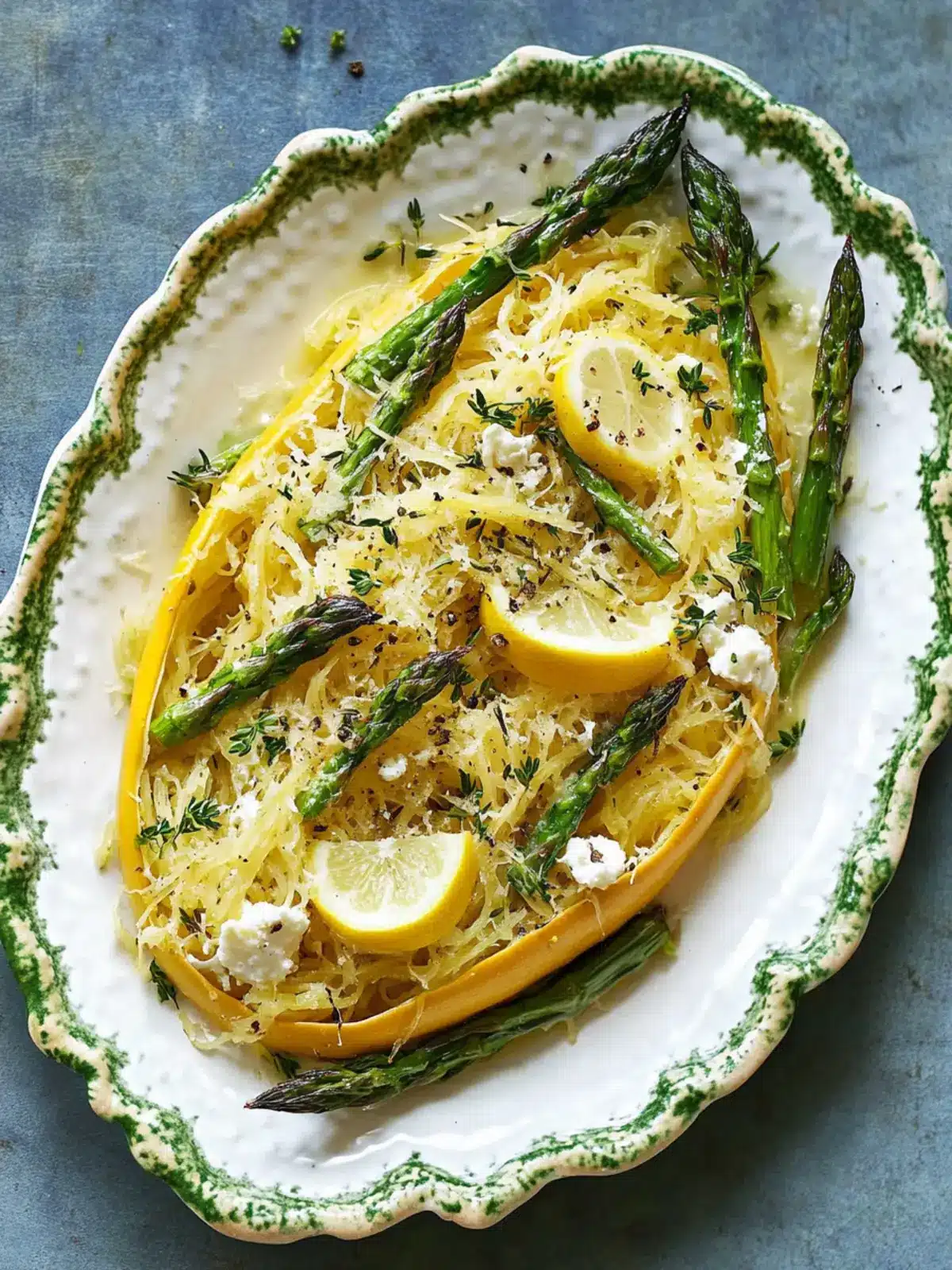 Lemon-Thyme Spaghetti Squash with Asparagus and Ricotta Delight 2 Spaghetti Squash with Asparagus, Ricotta, Lemon, and Thyme