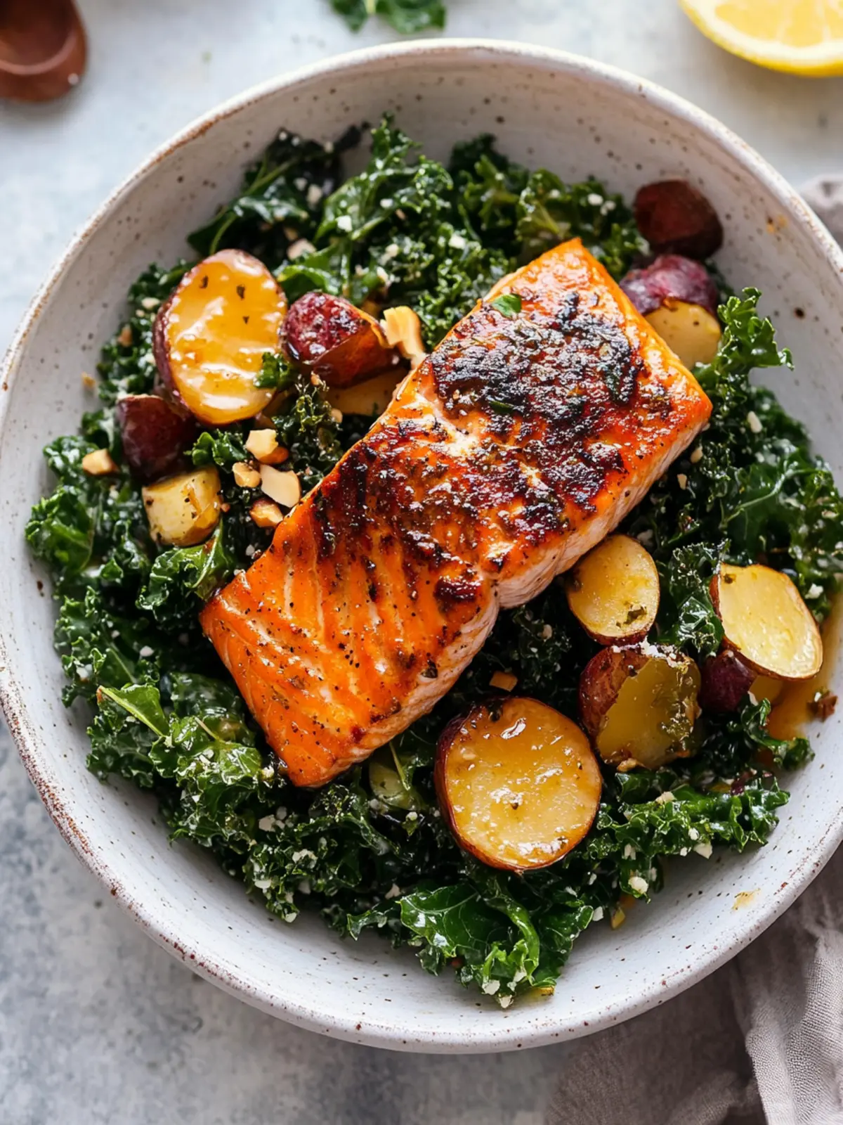 Sticky Cider Salmon Kale Salad That'll Wow Your Dinner Guests 3 Sticky Cider Salmon Kale Salad