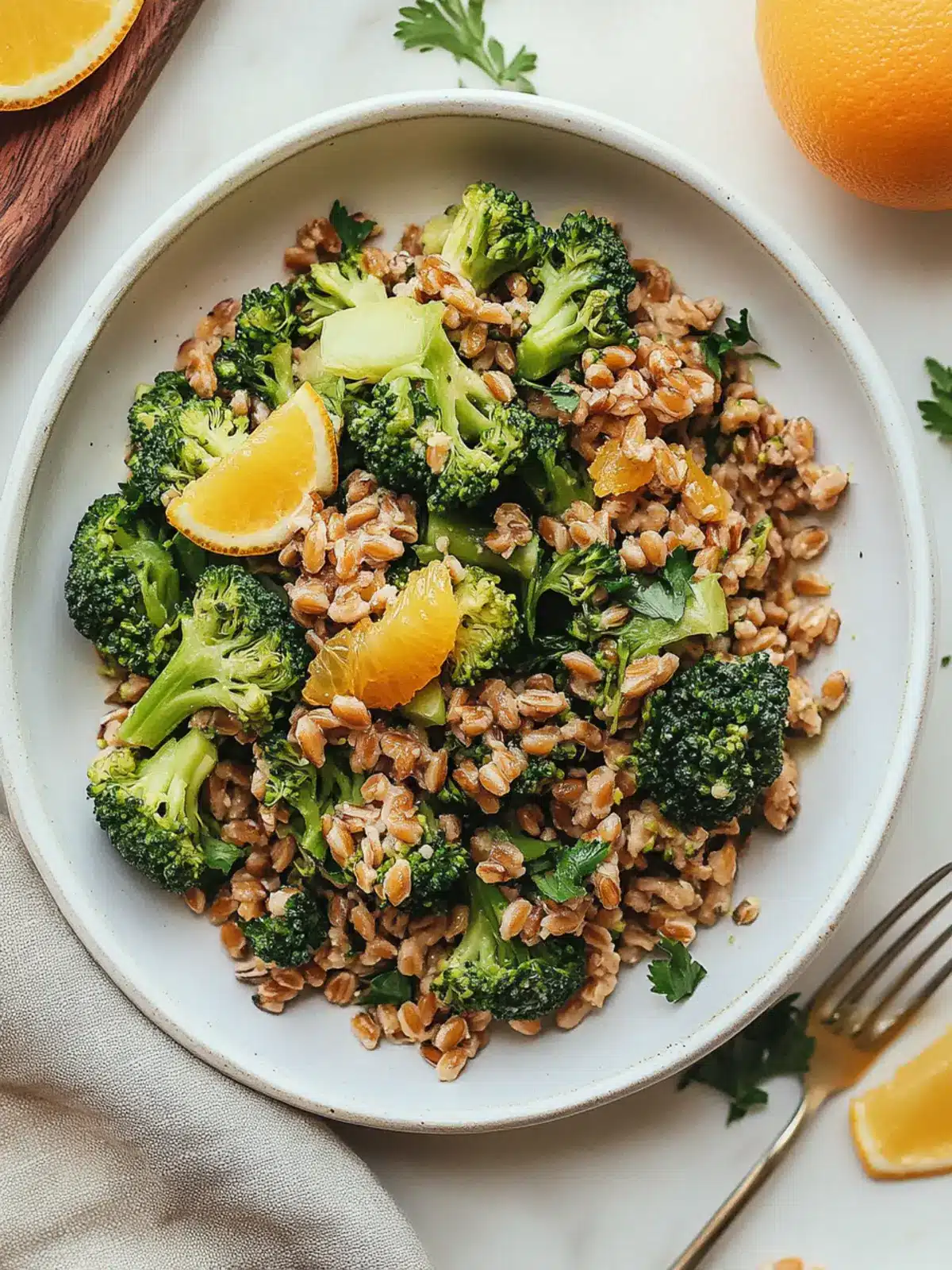 Savor Roasted Broccoli Farro Salad with Zesty Orange Vinaigrette 2 Roasted Broccoli Farro Salad with Orange Vinaigrette