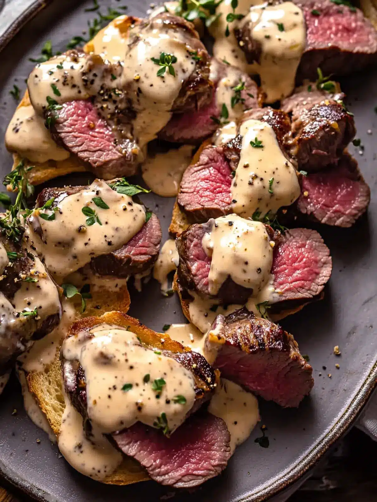 Beef Tenderloin Crostini with Parmesan Wine Cream Sauce Bliss 4 Beef Tenderloin Crostini with Parmesan Wine Cream Sauce