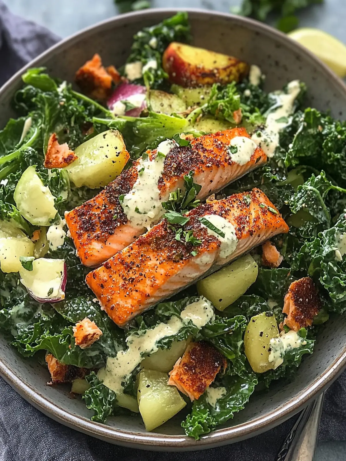 Cajun Salmon & Creamy Kale Salad: A Nutritious Flavor Bomb 2 CAJUN SALMON & CREAMY KALE SALAD
