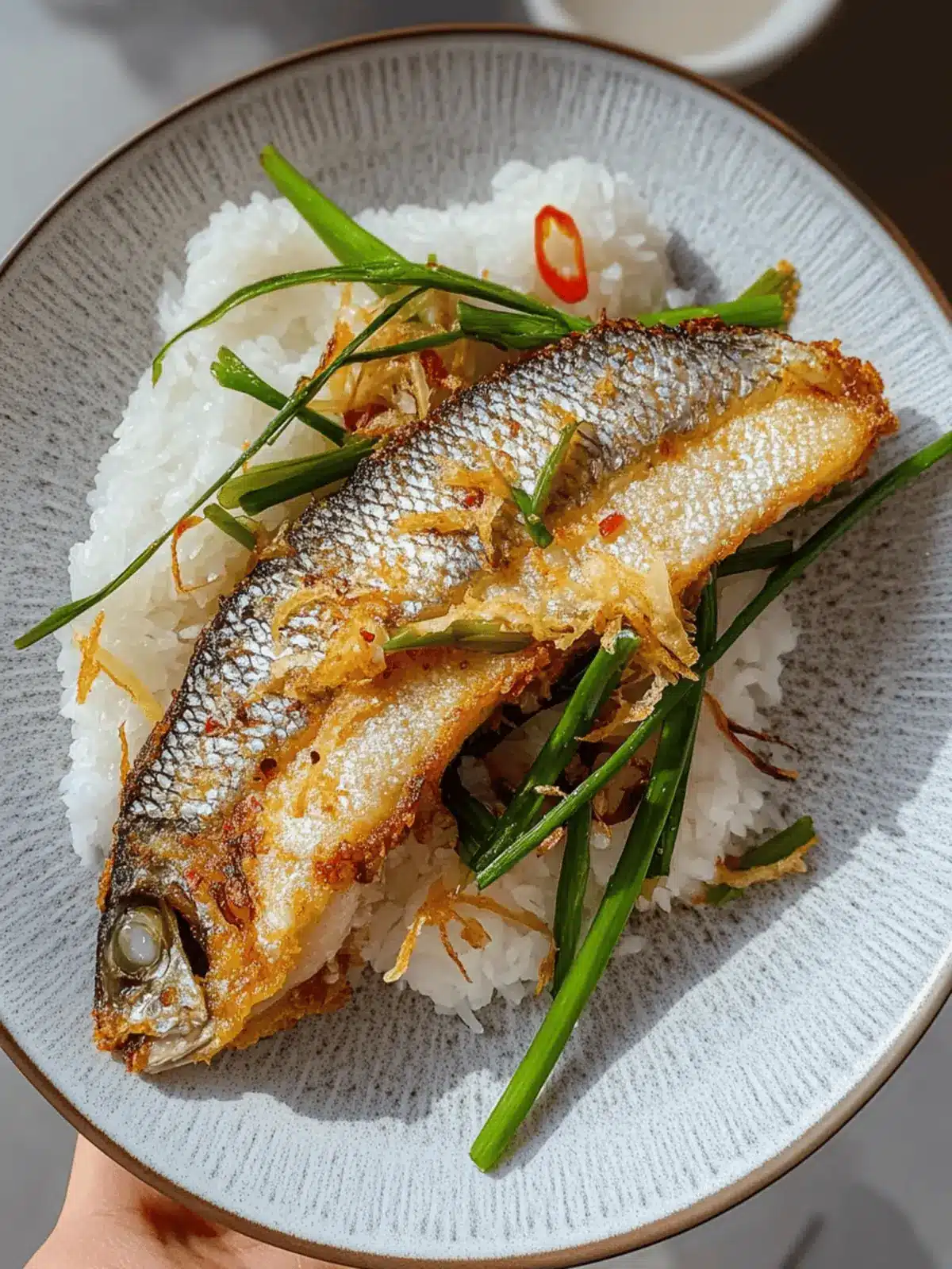 Savory Chinese Style Crispy Sea Bass with Ginger & Spring Onions 2 Chinese Style Crispy Sea Bass with Ginger & Spring Onions (Scallions)
