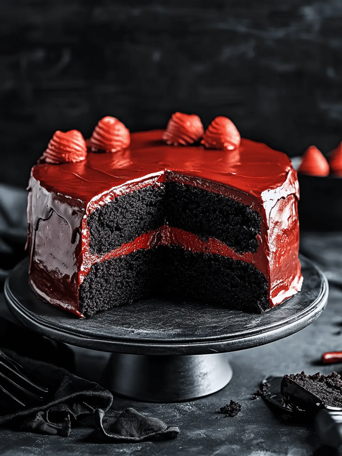 Decadent Black Velvet Cake with Fiery Red Icing Delight 3 Black Velvet Cake