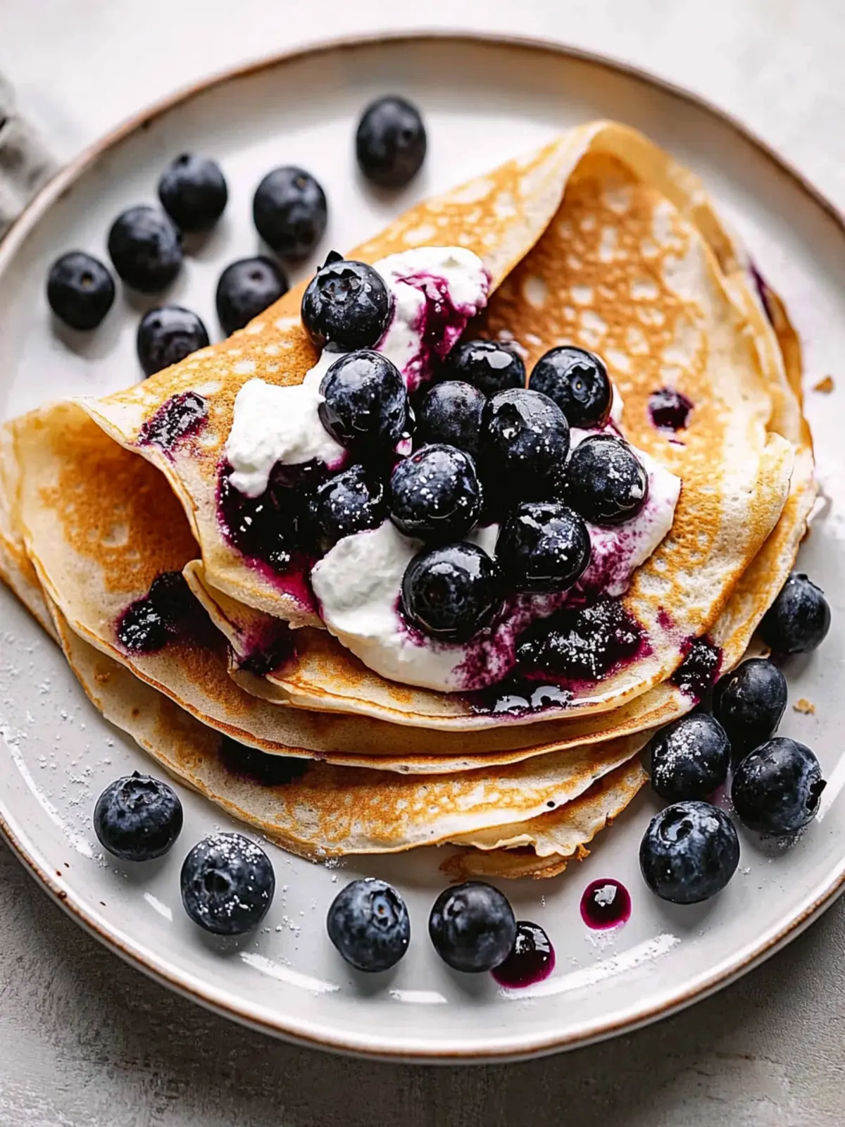 Fluffy Blueberry Crepes with Honey Whipped Cream Delight 4 Blueberry Crepes