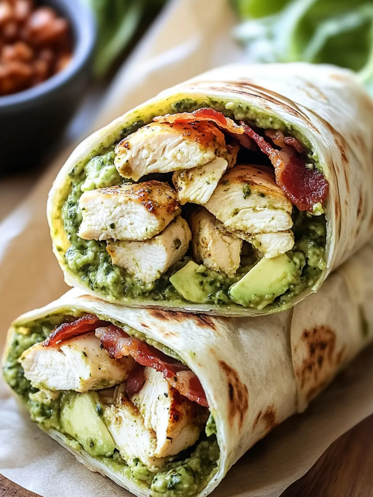 Pesto Chicken and Avocado Bacon Salad Wraps for Quick Bliss 4 Pesto Chicken and Avocado Bacon Salad Wraps