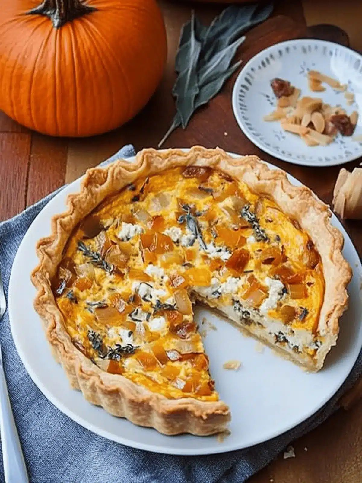 Roasted Pumpkin Quiche with Caramelized Onions and Gorgonzola Delight 2 Roasted Pumpkin Quiche with Caramelized Onions, Gorgonzola and Sage