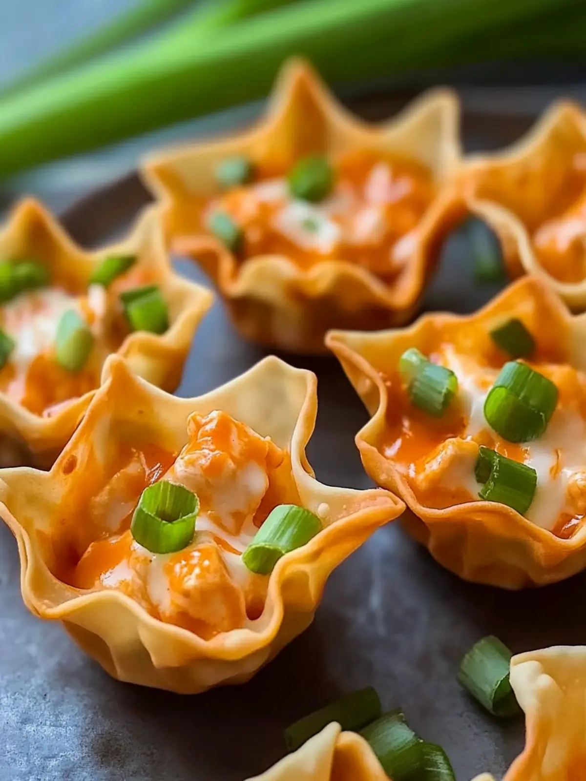 Delicious Buffalo Chicken Wonton Cups for Easy Entertaining 3 Buffalo Chicken Wonton Cups