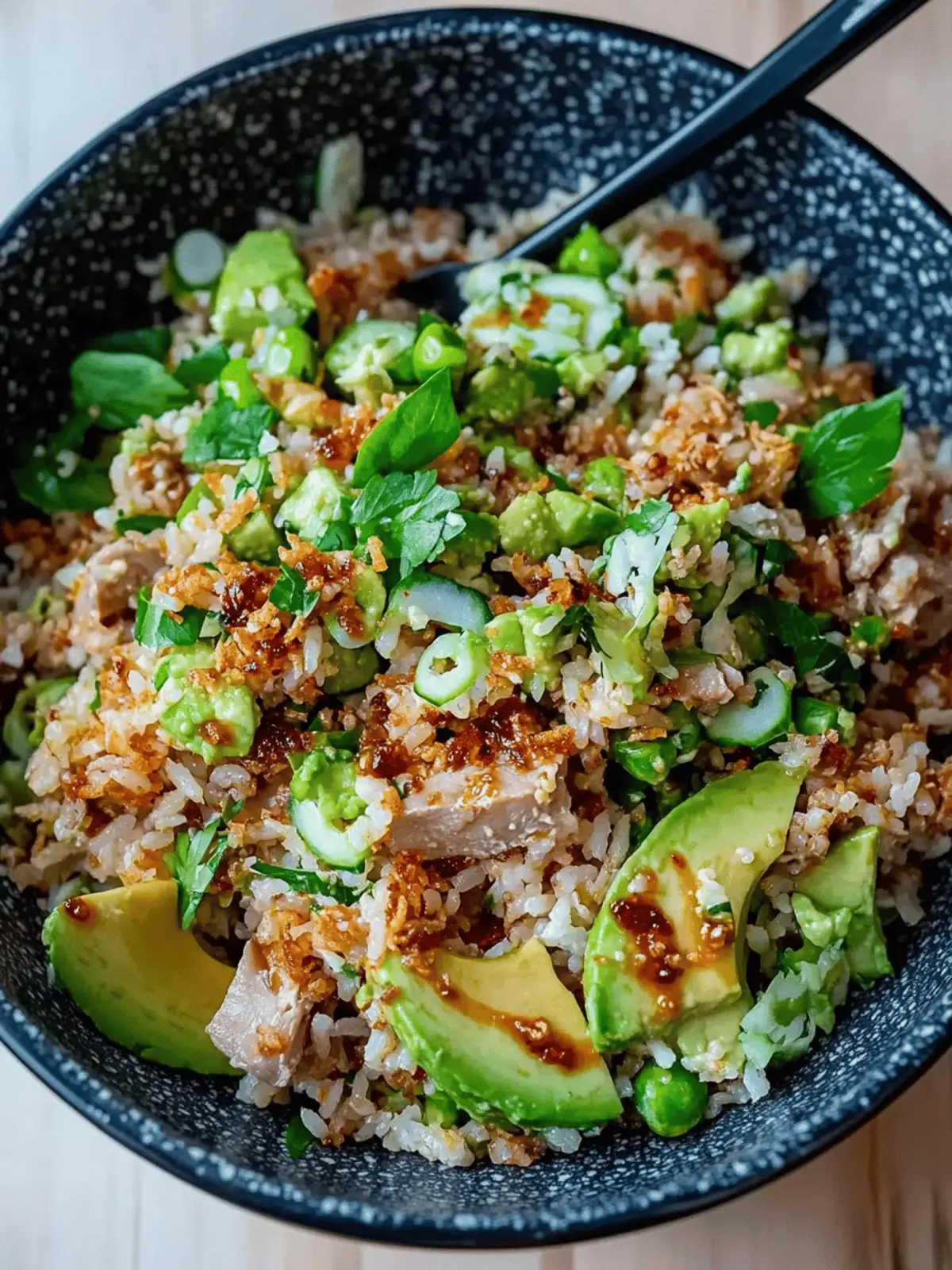 Tuna Avocado Crispy Rice Salad for Fresh Family Favorites 3 Tuna Avocado Crispy Rice Salad