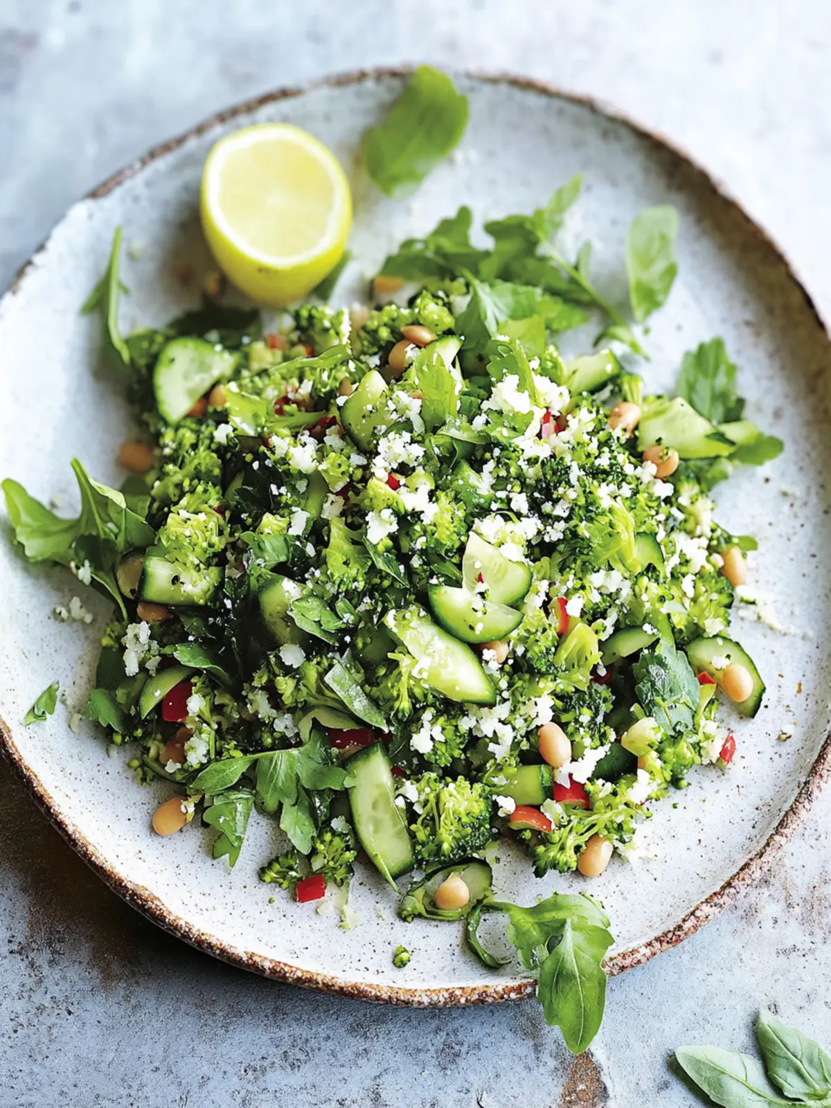 Bright Broccoli Broad Bean and Cucumber Tabouli Delight 4 broccoli, broad bean and cucumber tabouli