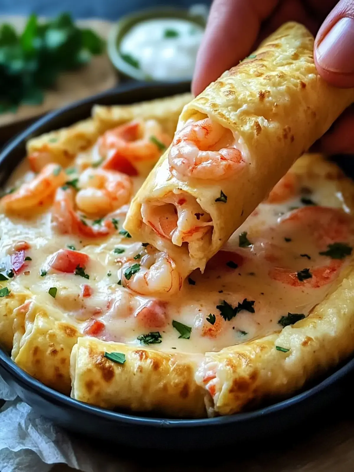 Indulge in Crab Shrimp Queso Fajita Rolls Tonight! 3 Crab Shrimp Queso