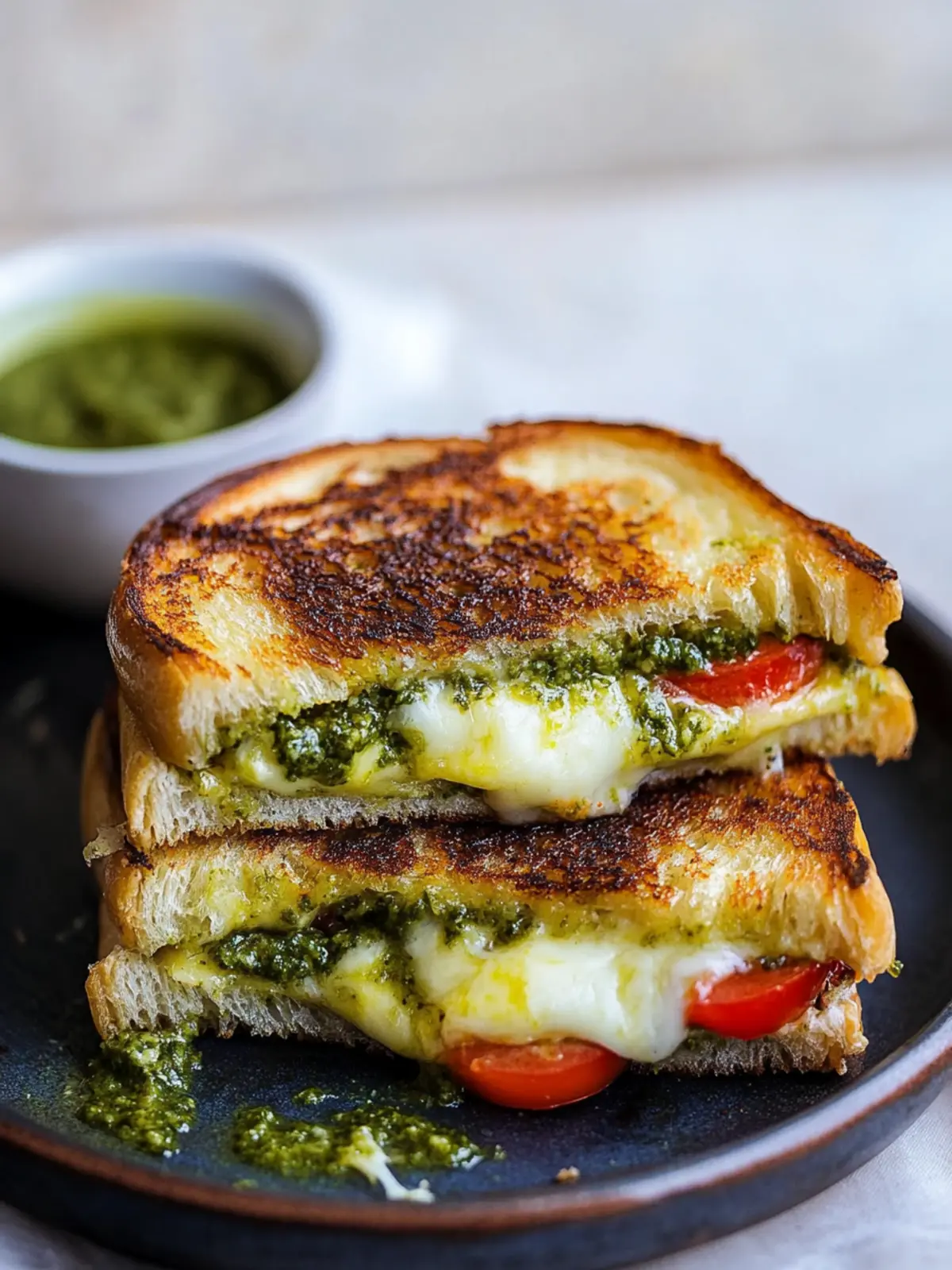 Melt in Your Mouth Pesto Grilled Cheese with Tomatoes 3 Pesto Grilled Cheese