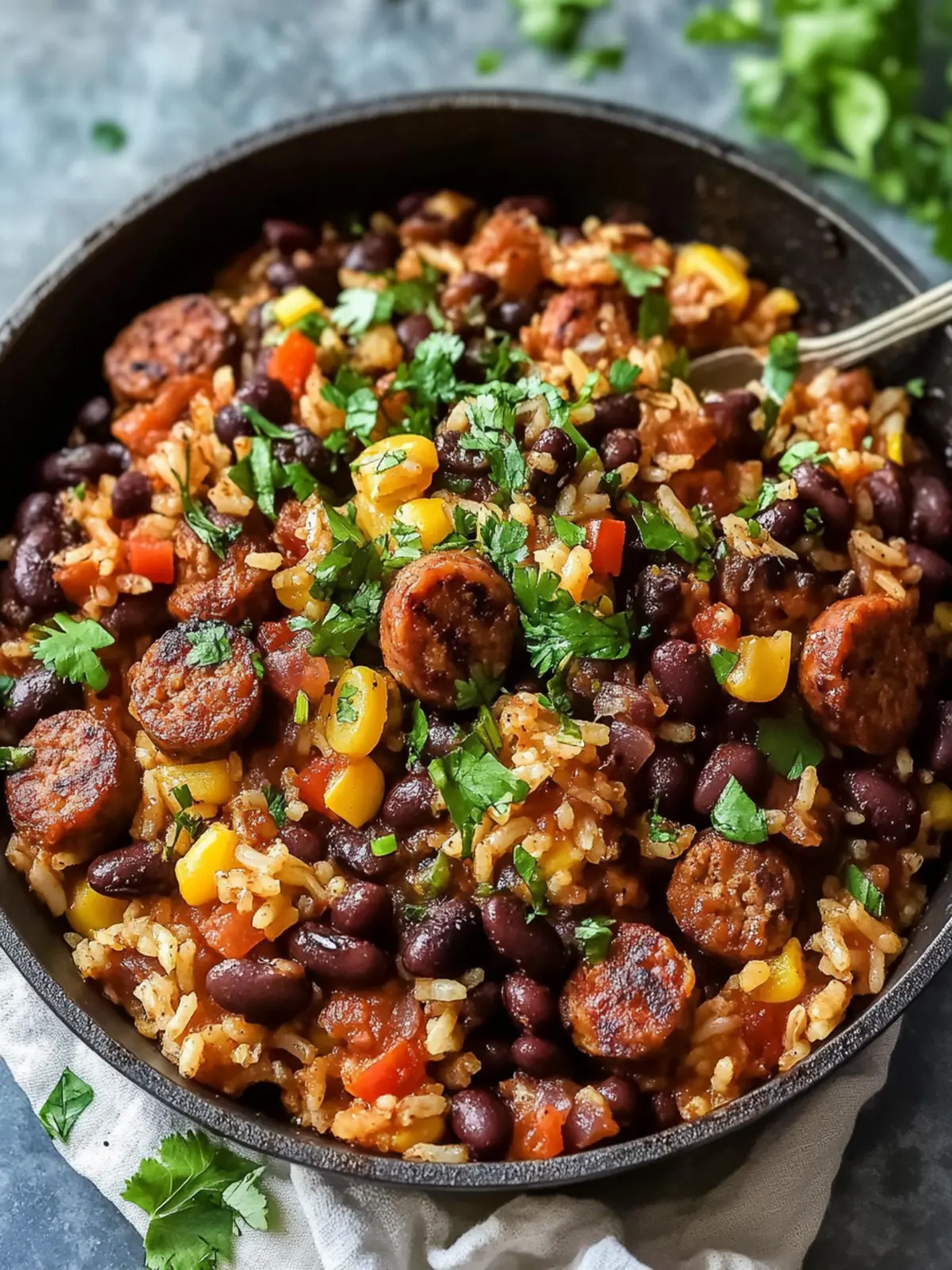 Savory Black Beans, Sausage and Rice Skillet Delight 2 Black Beans, Sausage and Rice Skillet