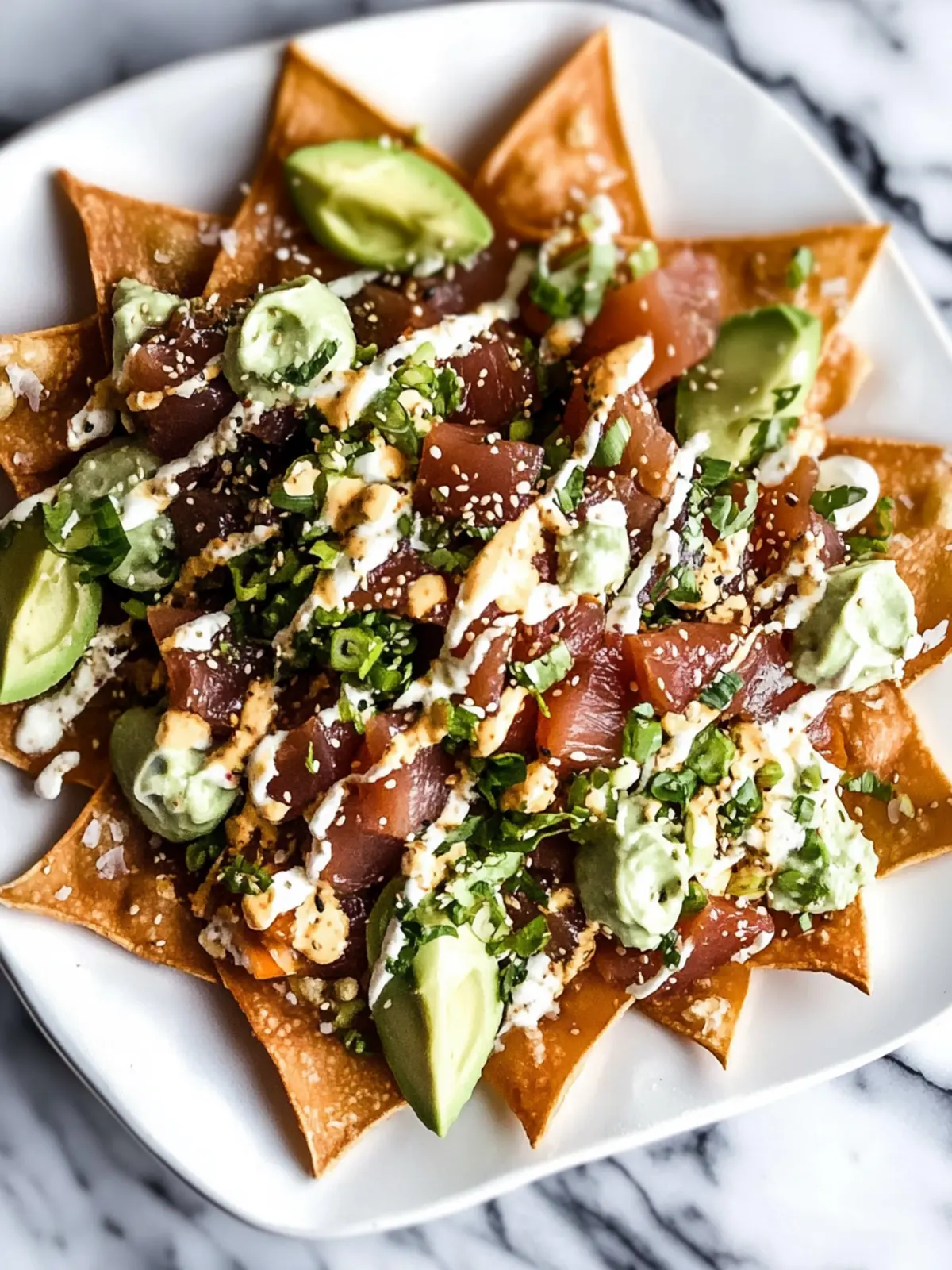 Ahi Tuna Wonton Nachos with Wasabi Mayo for a Party Kickoff 3 Ahi Tuna Wonton Nachos with Wasabi Mayo