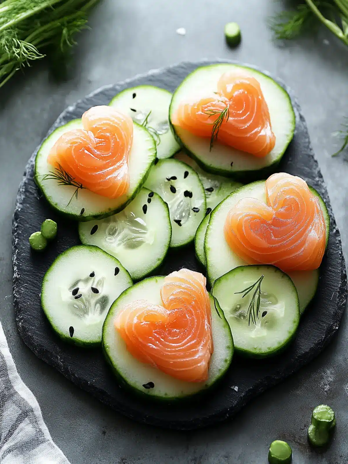 Cucumber Slices with Smoked Salmon Hearts for Perfect Appetizers 2 Cucumber Slices with Smoked Salmon Hearts