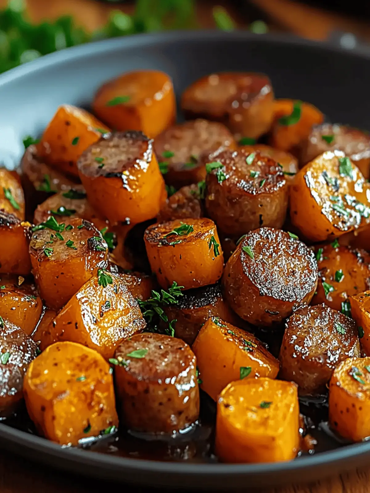 Sausage and Sweet Potatoes with Honey Garlic Sauce Bliss 3 Sausage and Sweet Potatoes with Honey Garlic Sauce