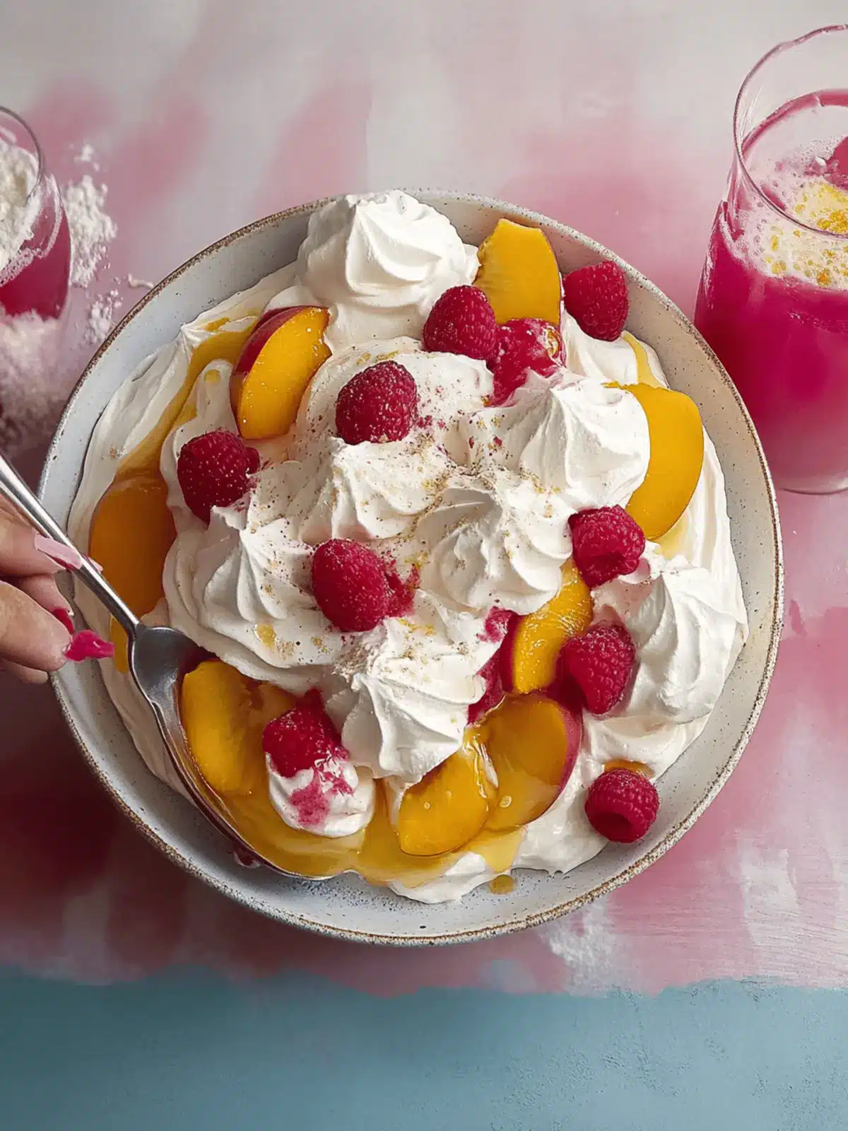Easy Raspberry Peach and Rose Pavlova for a Stunning Summer Treat 3 Easy raspberry, peach and rose pavlova
