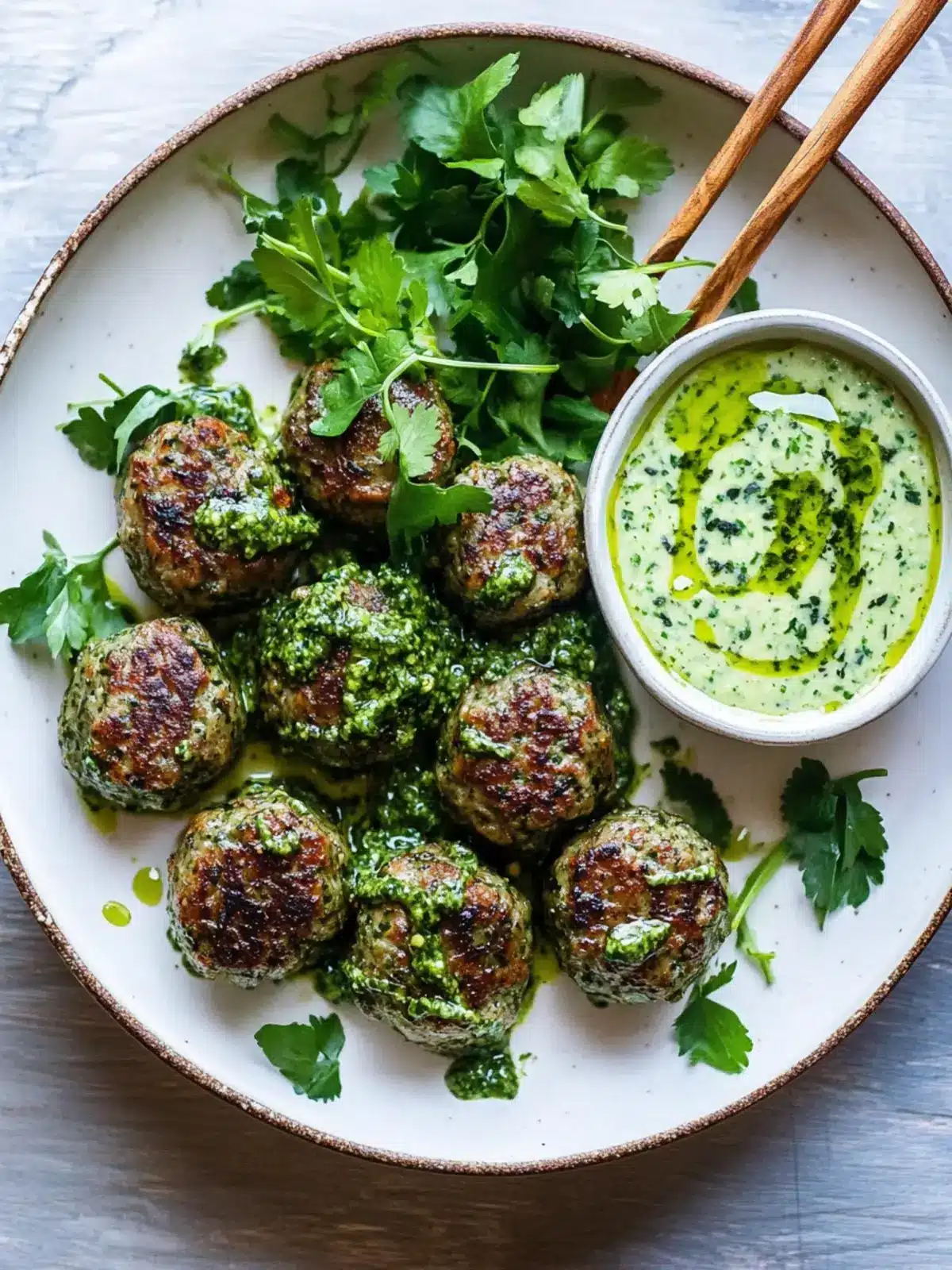 Epic Zaatar Meatballs with Creamy Green Tahini Sauce 3 Zaatar Meatballs with Green Tahini Sauce