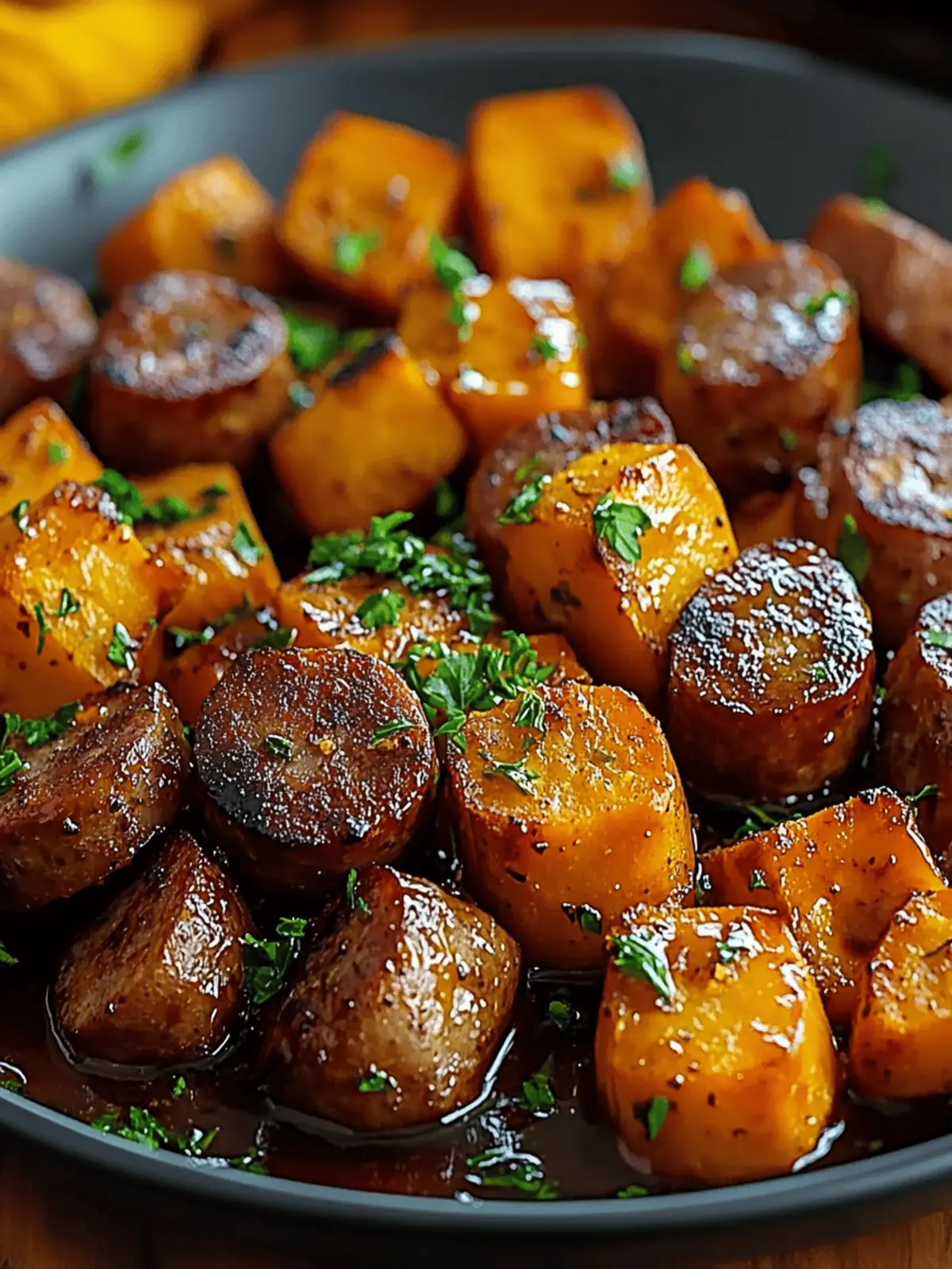 Sausage and Sweet Potatoes with Honey Garlic Sauce Bliss 4 Sausage and Sweet Potatoes with Honey Garlic Sauce