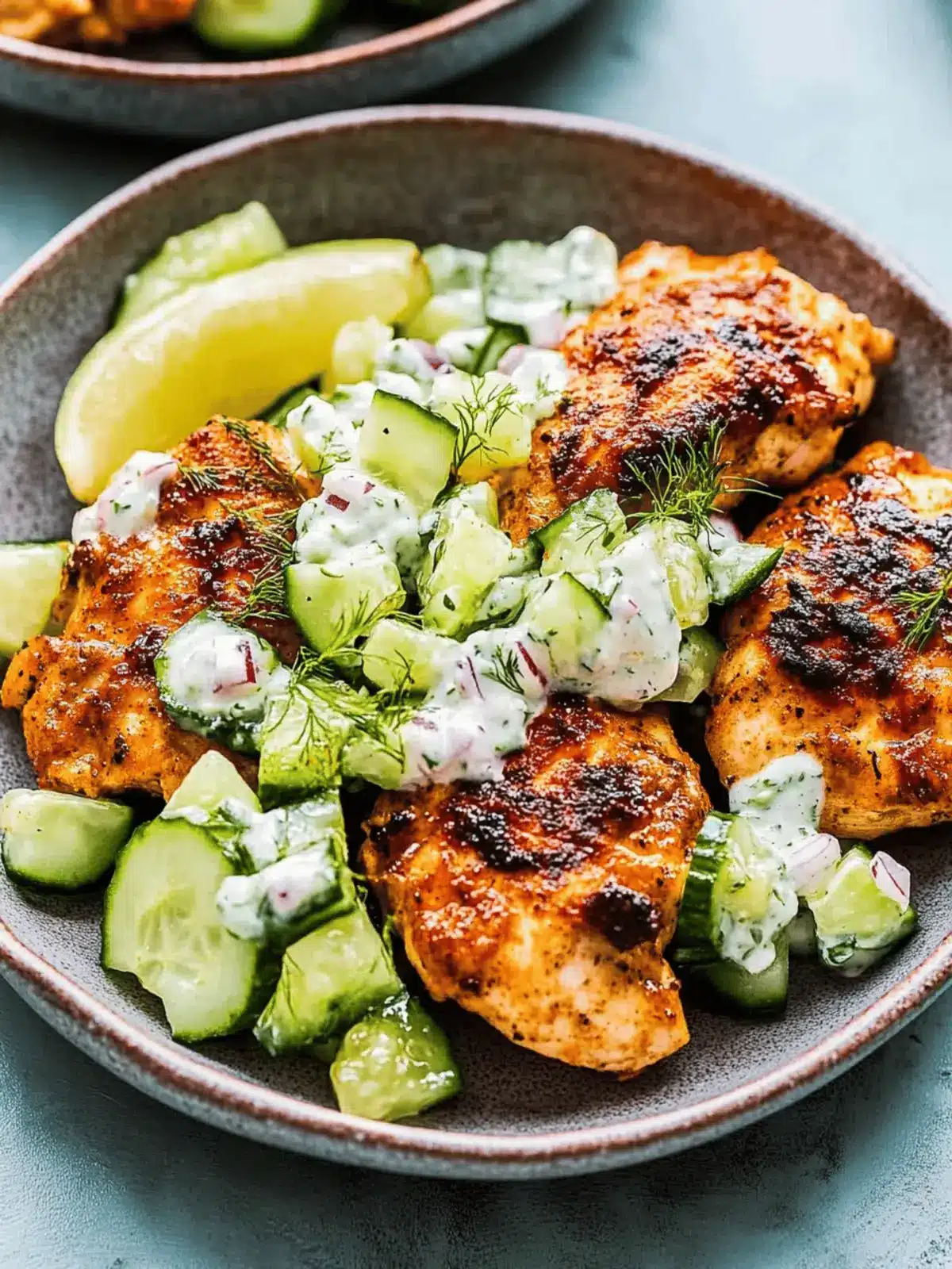 Zesty Spicy Mediterranean Chicken with Creamy Cucumber Salad 4 Spicy Mediterranean Chicken with Creamy Cucumber Salad