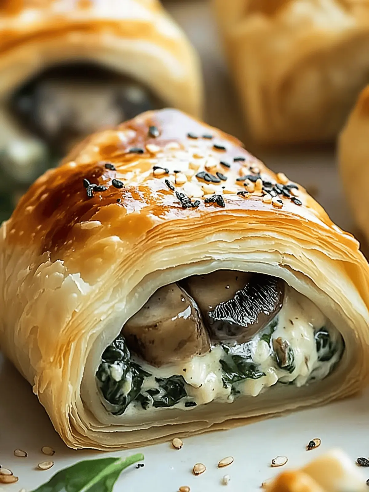 Creamy Mushroom & Spinach Stuffed Pastry Bites Delight! 2 Creamy Mushroom & Spinach Stuffed Pastry Bites