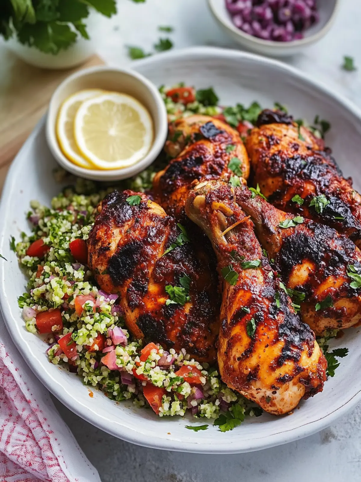 Harissa and Honey Chicken with Almond Tabbouleh Delight 4 Harissa and honey chicken with almond tabbouleh