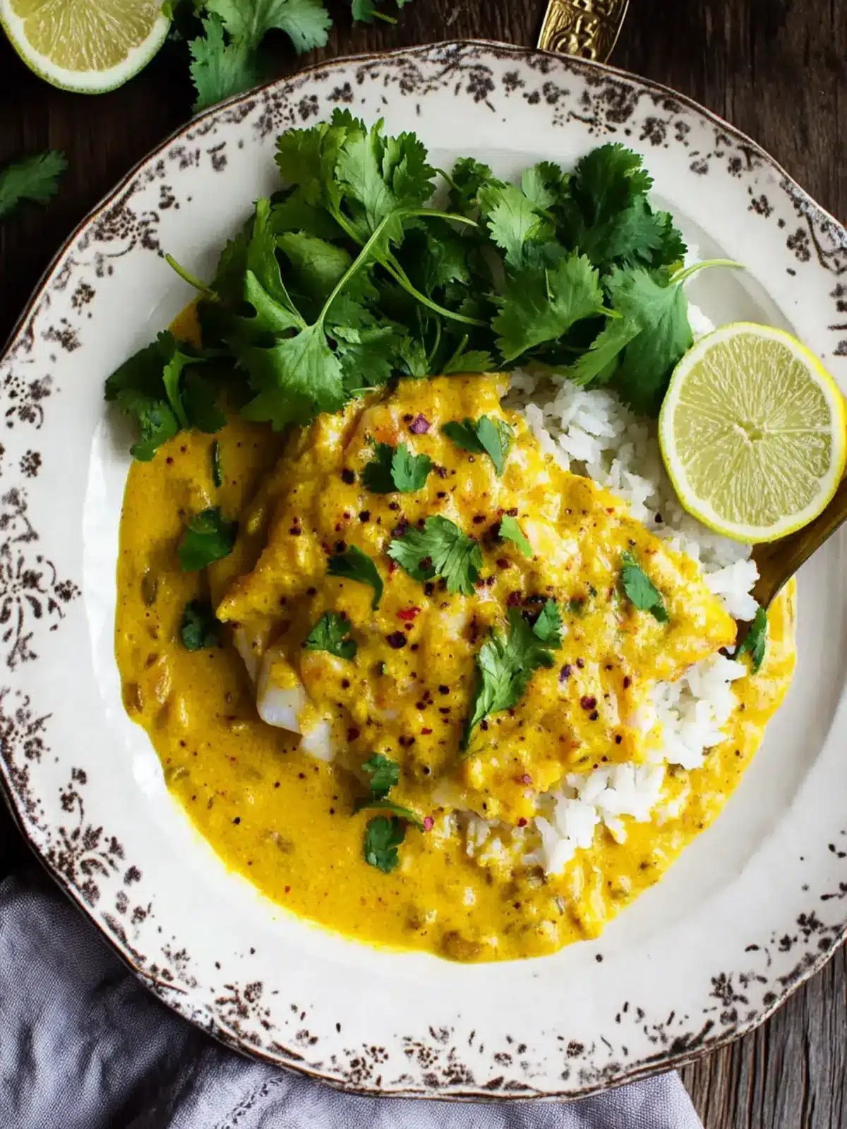 Savory Yellow Curry Poached Cod Over Fluffy Jasmine Rice 4 Yellow Curry Poached Cod