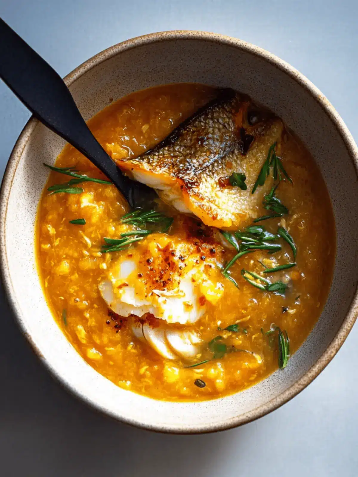 Cozy Honeynut Squash Congee with Poached Fish for Fall Comfort 3 Honeynut Squash Congee with Poached Fish