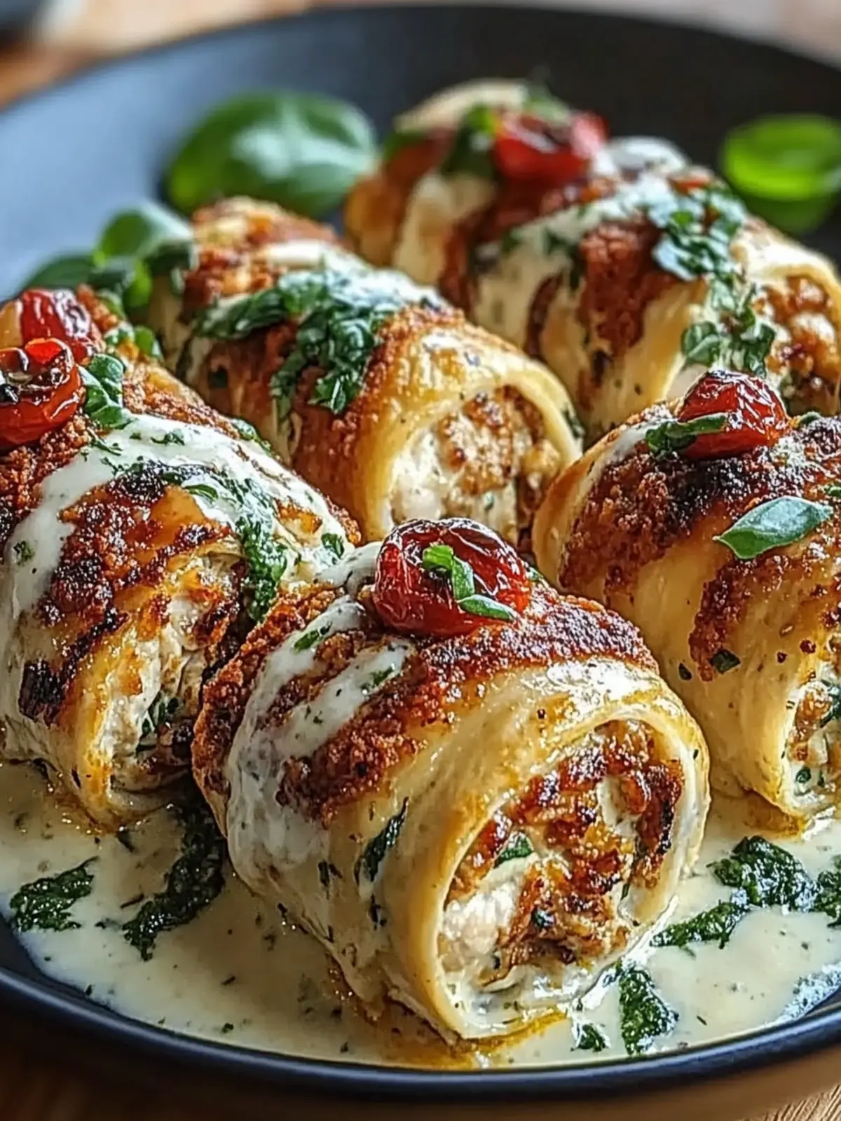 Delicious Creamy Tuscan Chicken Roll-Ups for Your Dinner Table 3 Creamy Tuscan Chicken Roll-Ups