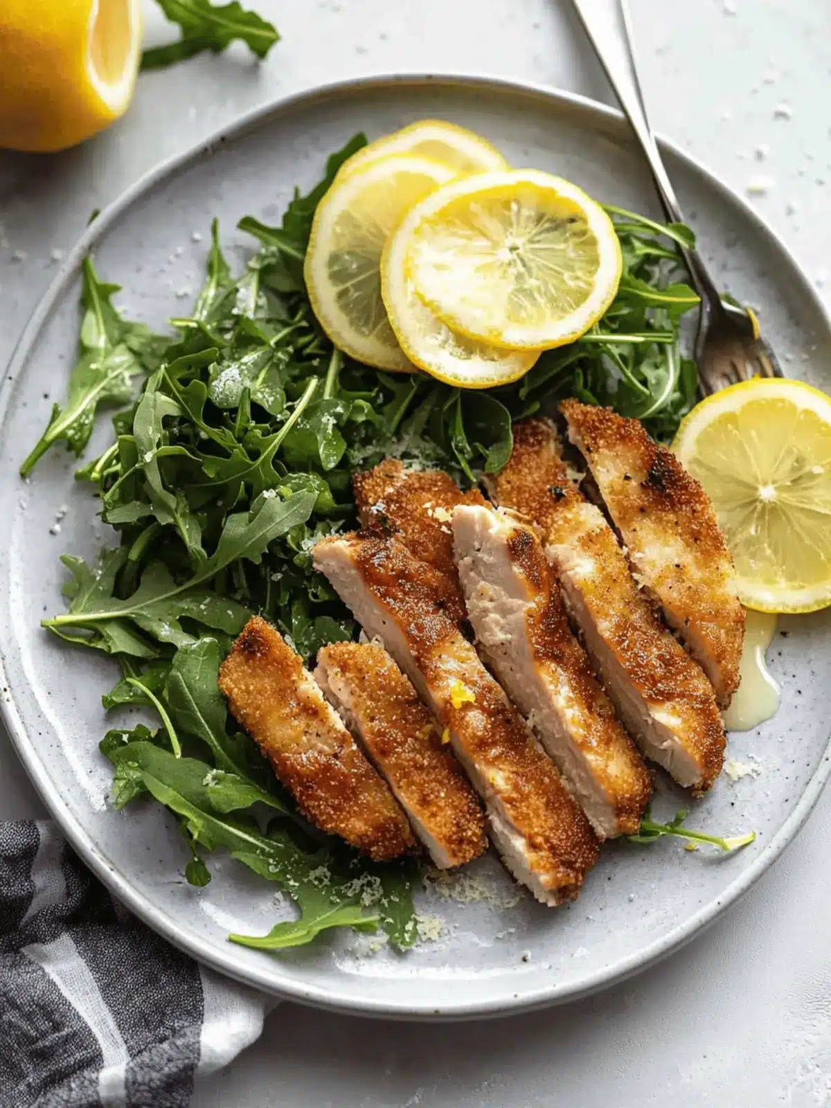 Pork Milanese with Lemon Parmesan Arugula for Fresh Flavor Delight 2 Pork Milanese with Lemon Parmesan Arugula