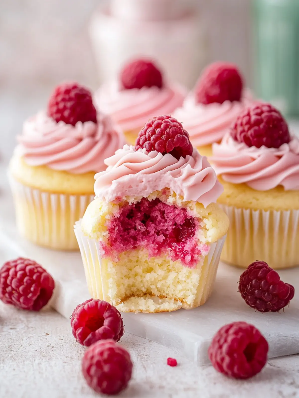 Irresistible Raspberry Cupcakes with Jam Surprise Center 4 Raspberry Cupcakes