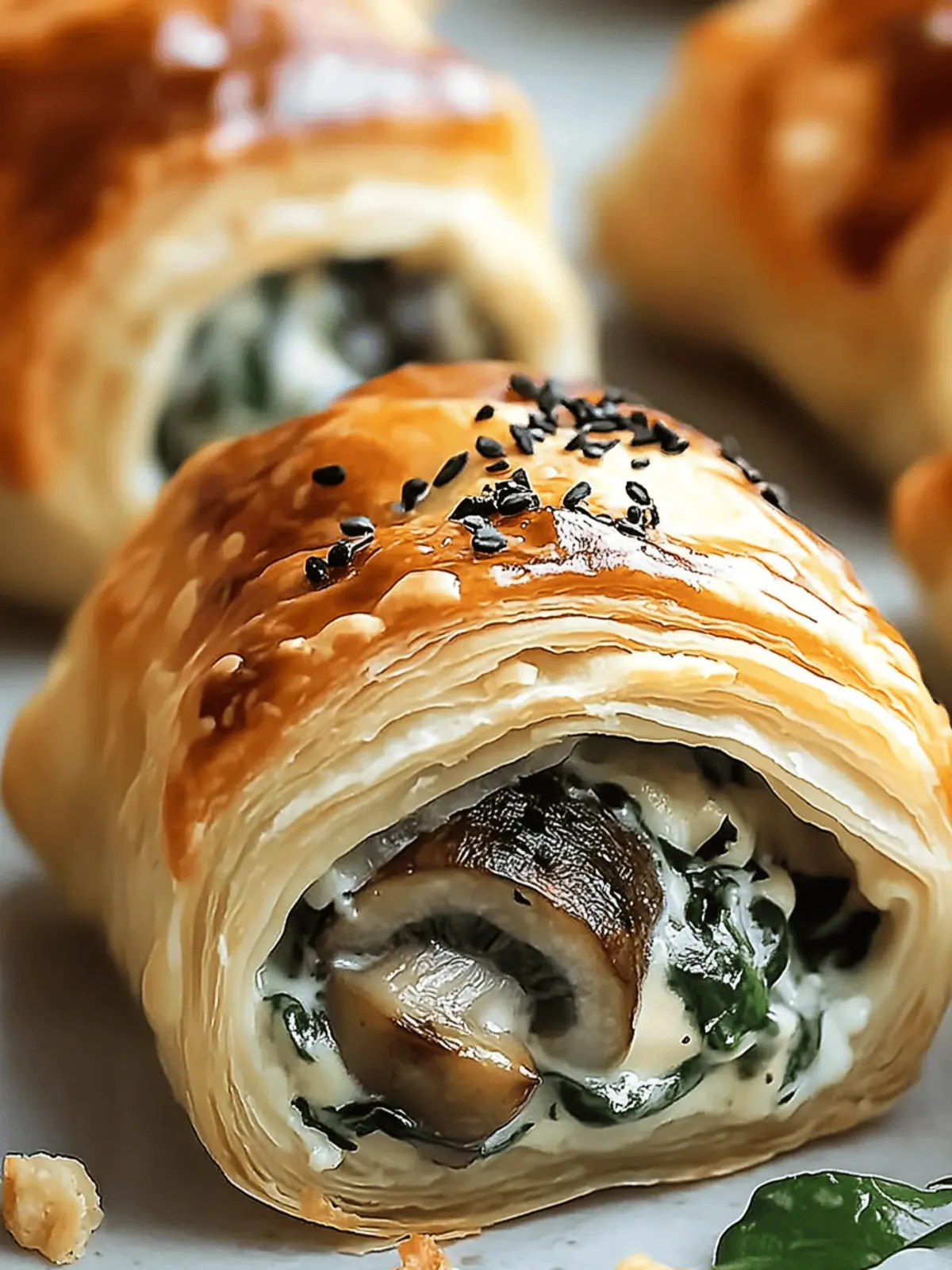Creamy Mushroom & Spinach Stuffed Pastry Bites Delight! 3 Creamy Mushroom & Spinach Stuffed Pastry Bites