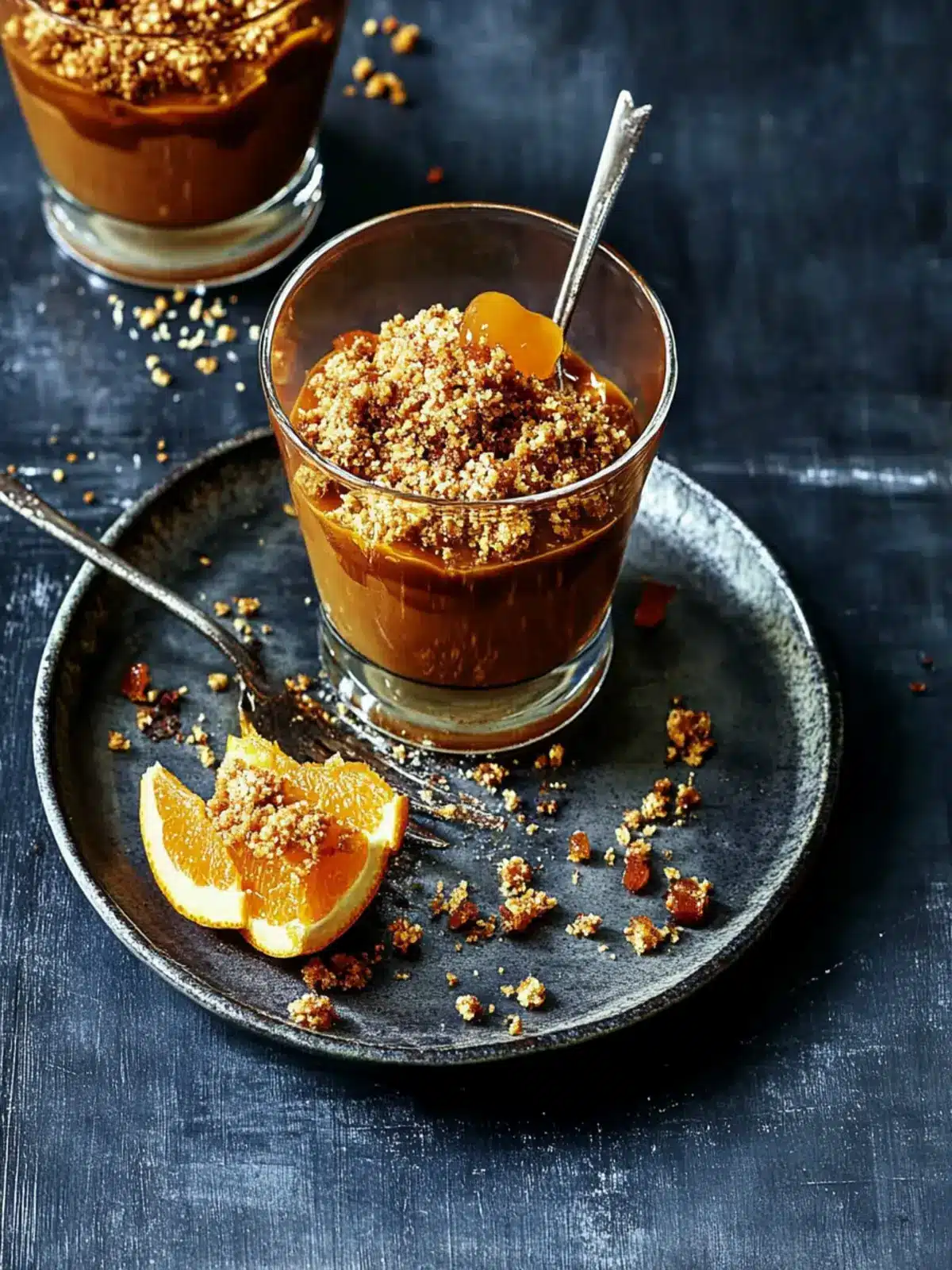 Irresistible Whiskey, Caramel and Orange Mousse with Crumble 2 Whiskey, Caramel and Orange Mousse with Orange Crumble