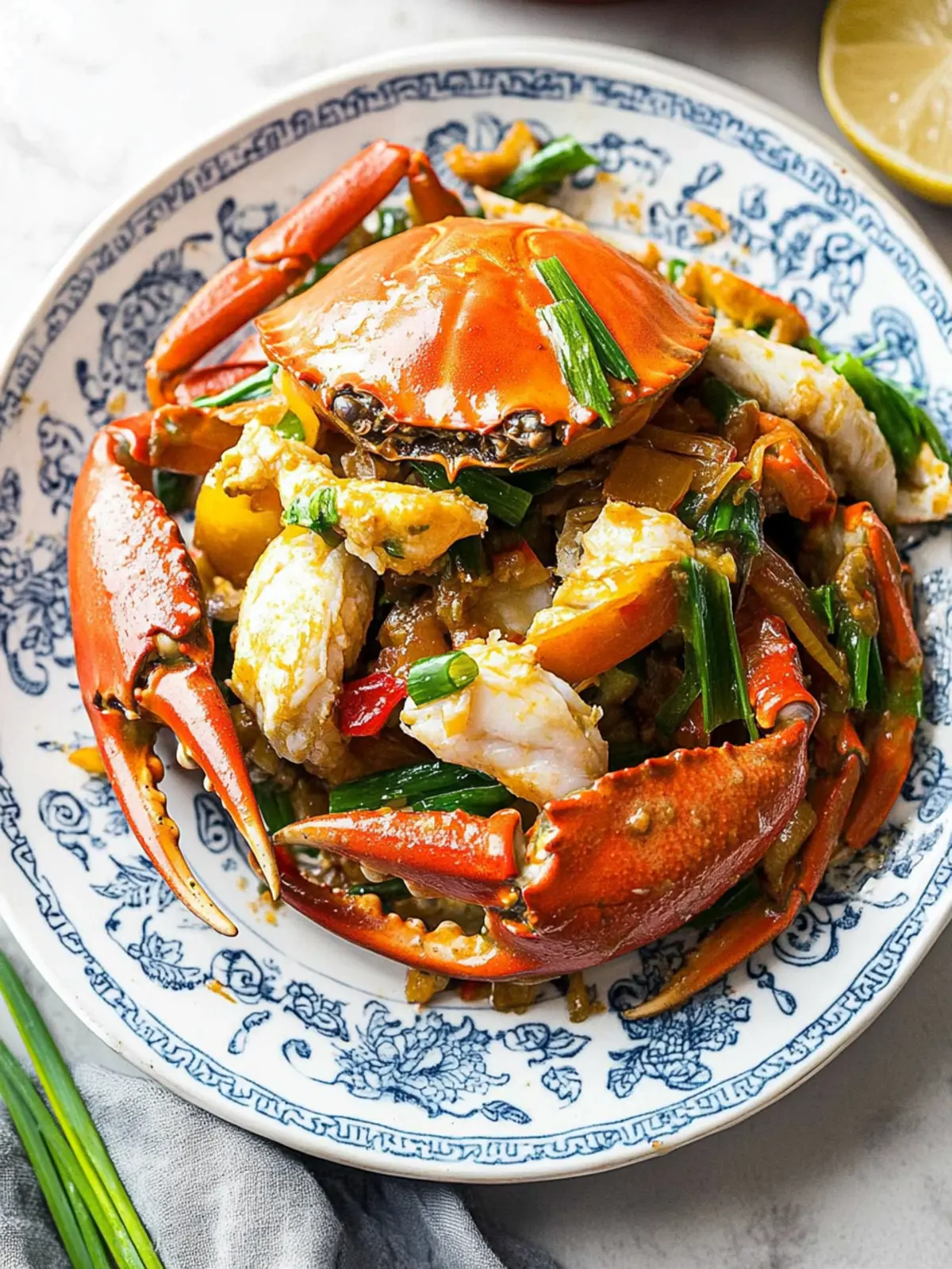 Savory Stir-fried Crab with Ginger and Scallion Delight 3 Stir-fried Crab with Ginger and Scallion