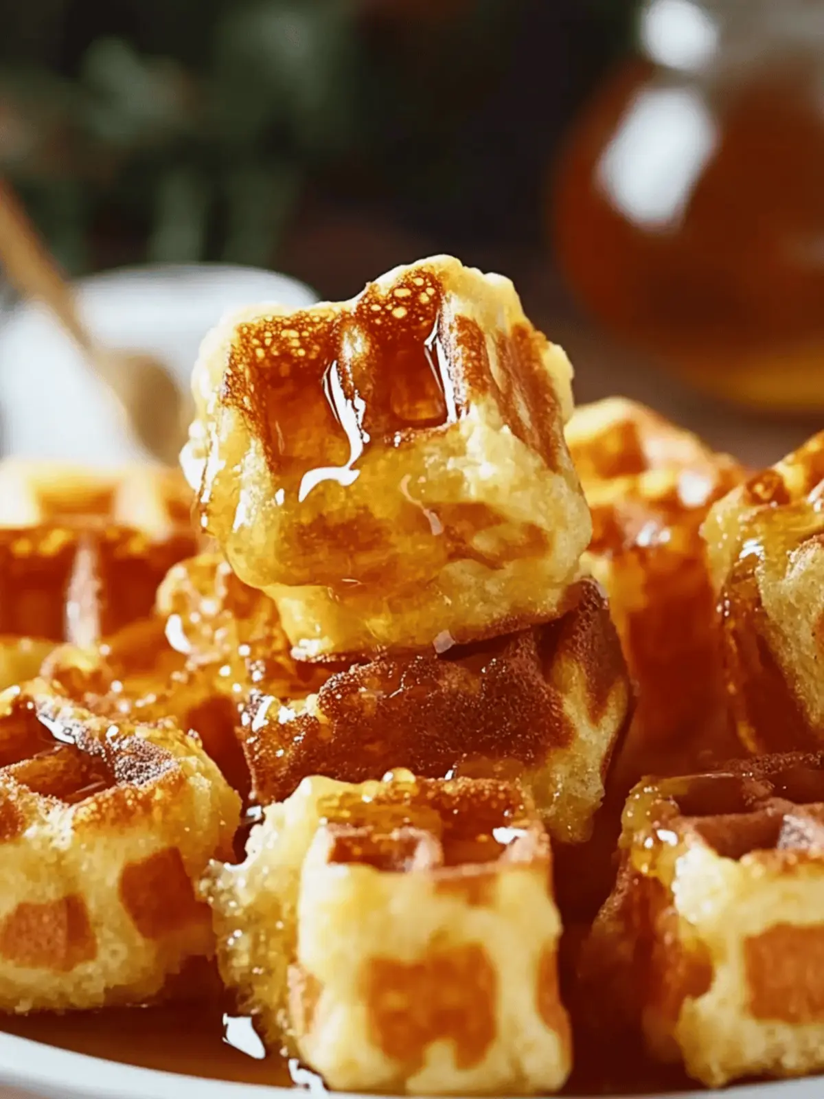 Delicious Cornbread Waffle Bites with Smoked Gouda and Honey 4 Cornbread Waffle Bites with Smoked Gouda and Honey