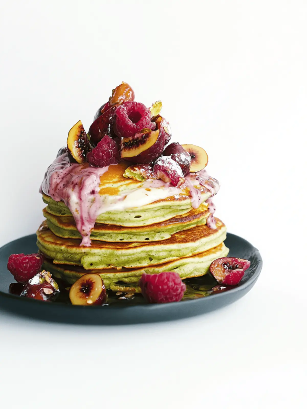 Antioxidant Spring Matcha Pancakes with Acai Creme Filling 3 Antioxidant Spring Matcha Greentea Pancakes with Acai Creme filling