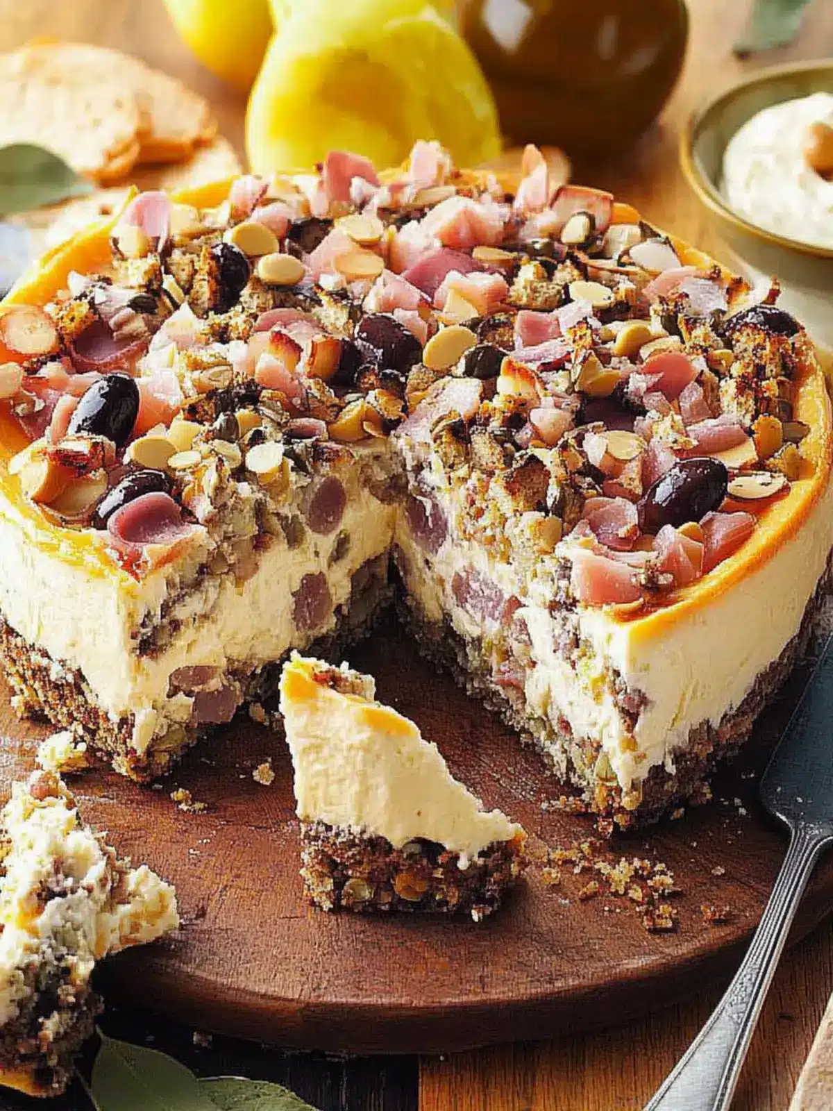 Muffuletta Cheesecake: A Savory Twist You'll Love 3 Muffuletta Cheesecake