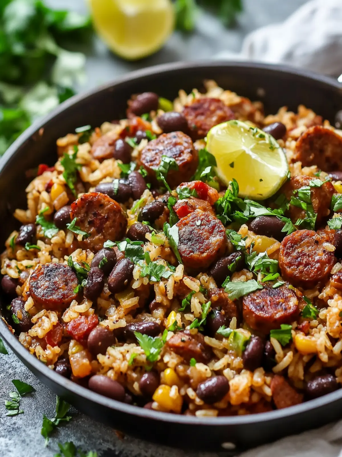 Savory Black Beans, Sausage and Rice Skillet Delight 3 Black Beans, Sausage and Rice Skillet