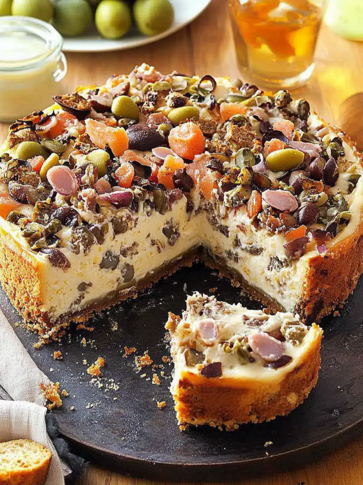 Muffuletta Cheesecake: A Savory Twist You'll Love 4 Muffuletta Cheesecake