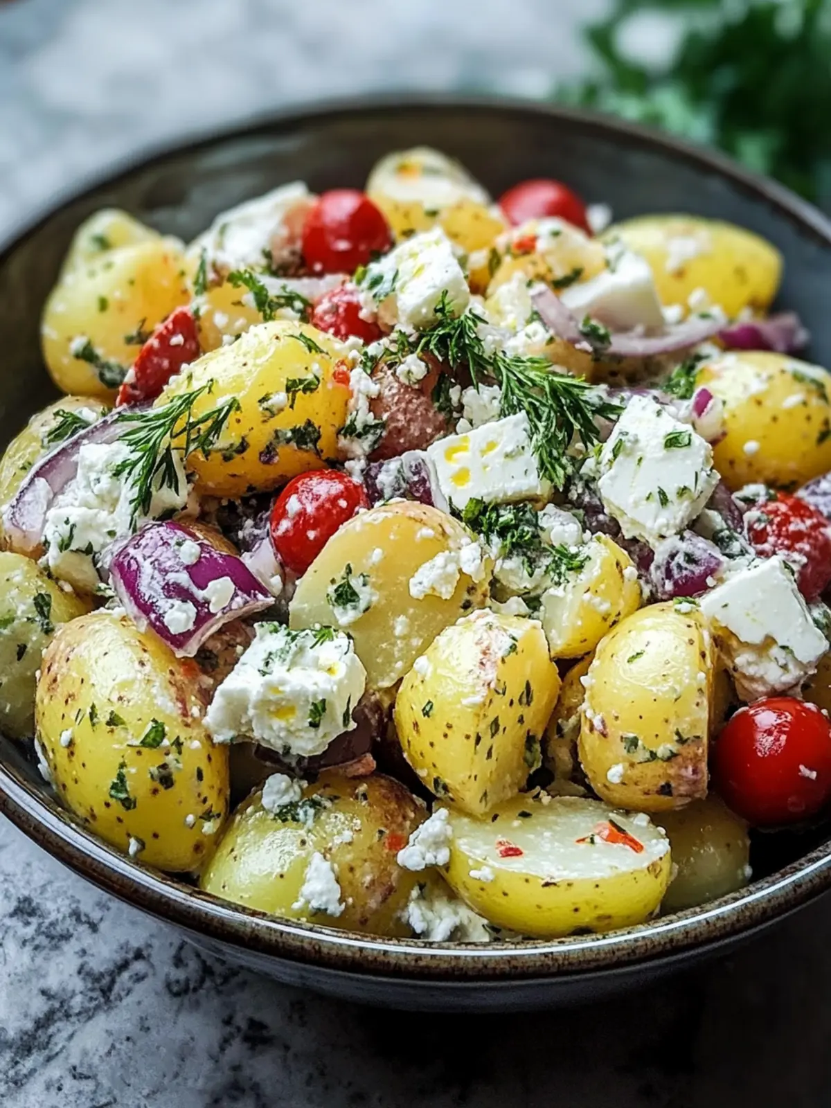 Delicious Greek Potato Salad with Olives and Feta Bliss 2 Greek Potato Salad
